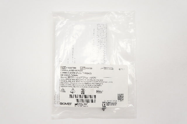 Biomet 110007589 Cannulated Screw 4.0mm x 24mm