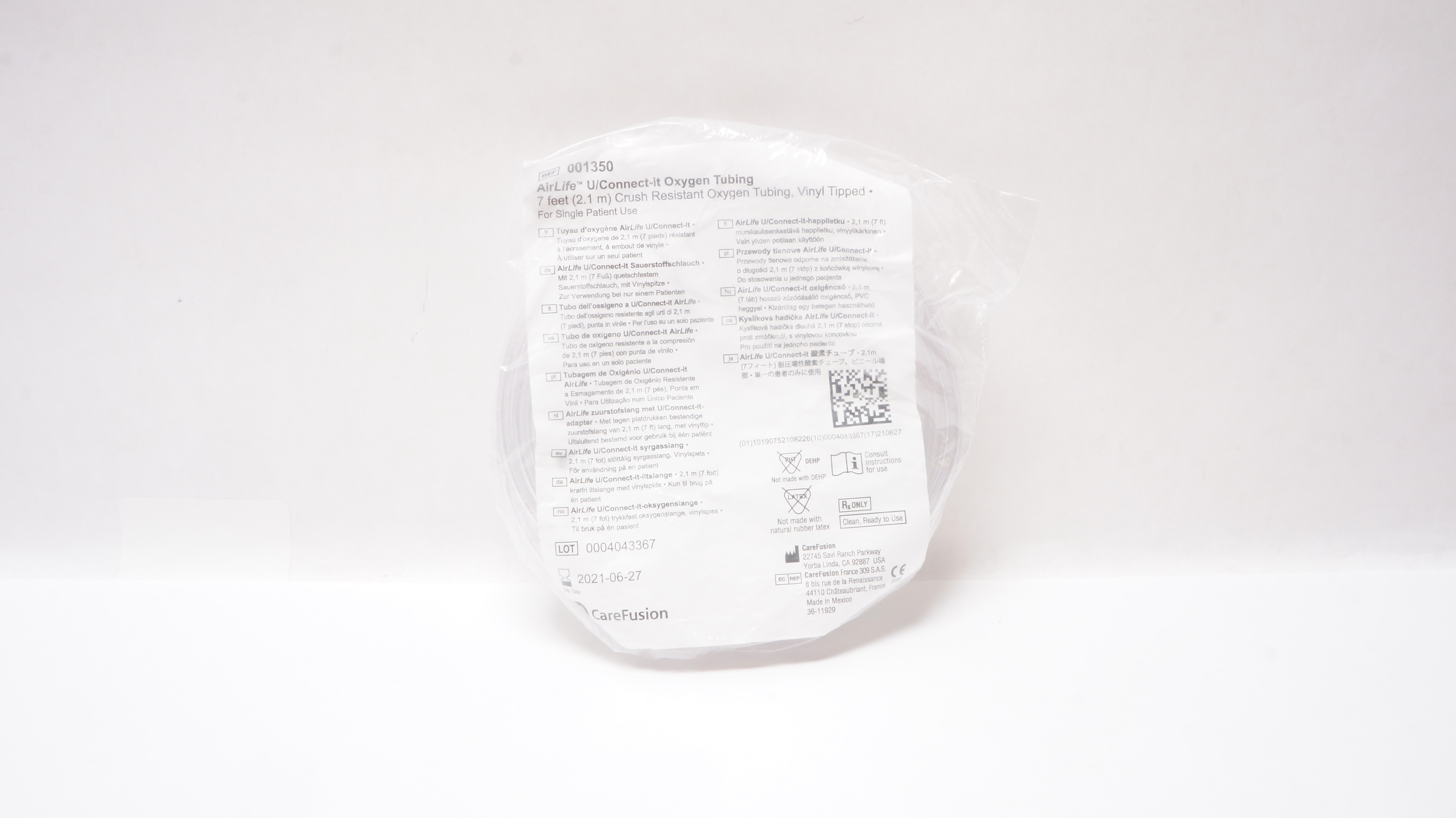 CareFusion 001350 AirLife U/Connect-it Crush Resistant Oxygen Tubing 7ft. (x)