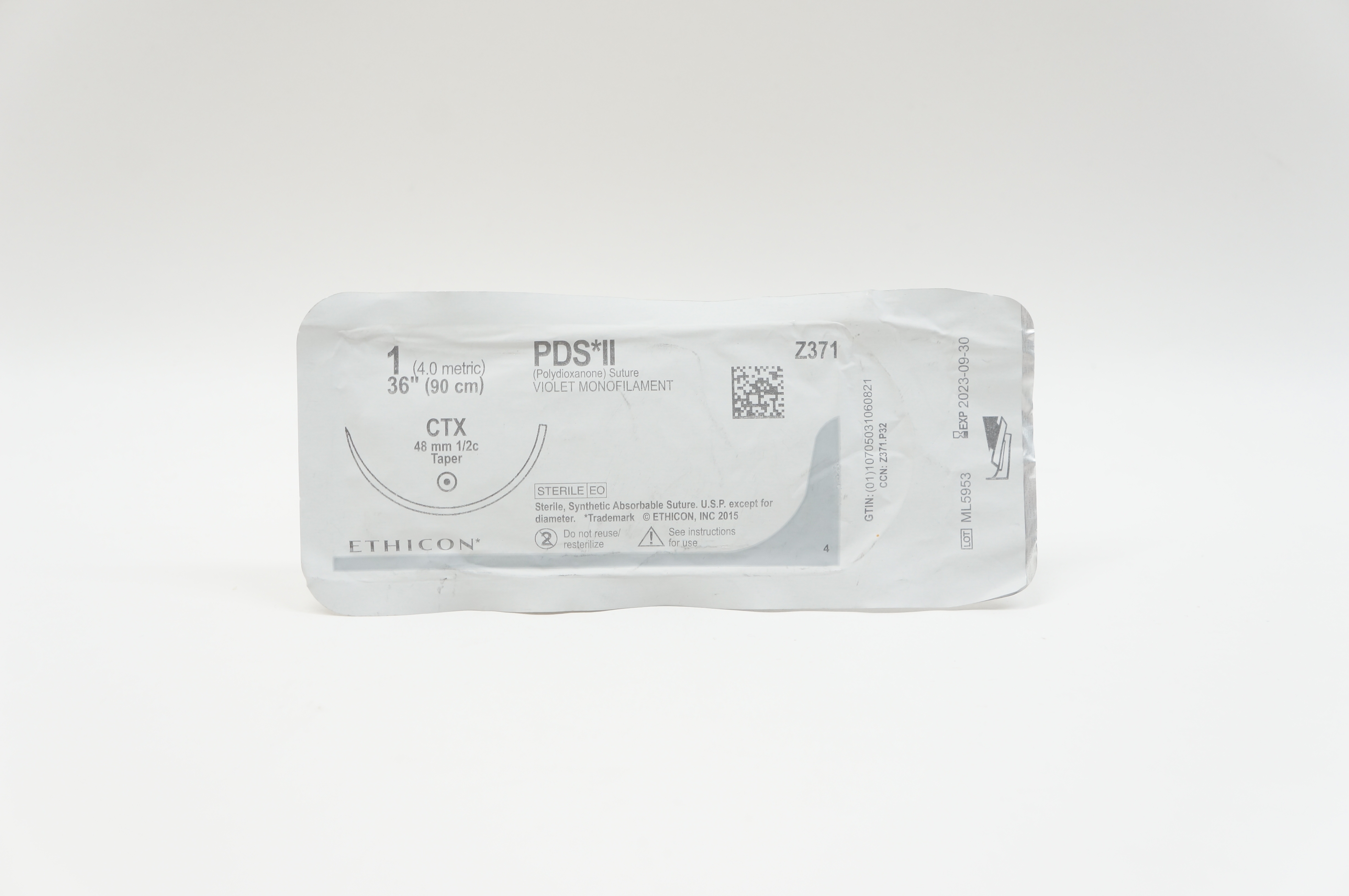 Ethicon Z371 1 PDS II Polydioxanone Stre CTX 48mm 1/2c Taper, 36inch