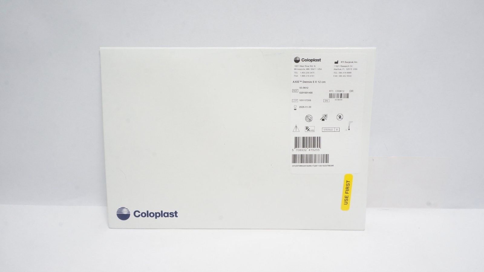 Coloplast 93-9612 AXIS Dermis 6 X 12 cm Wound Care