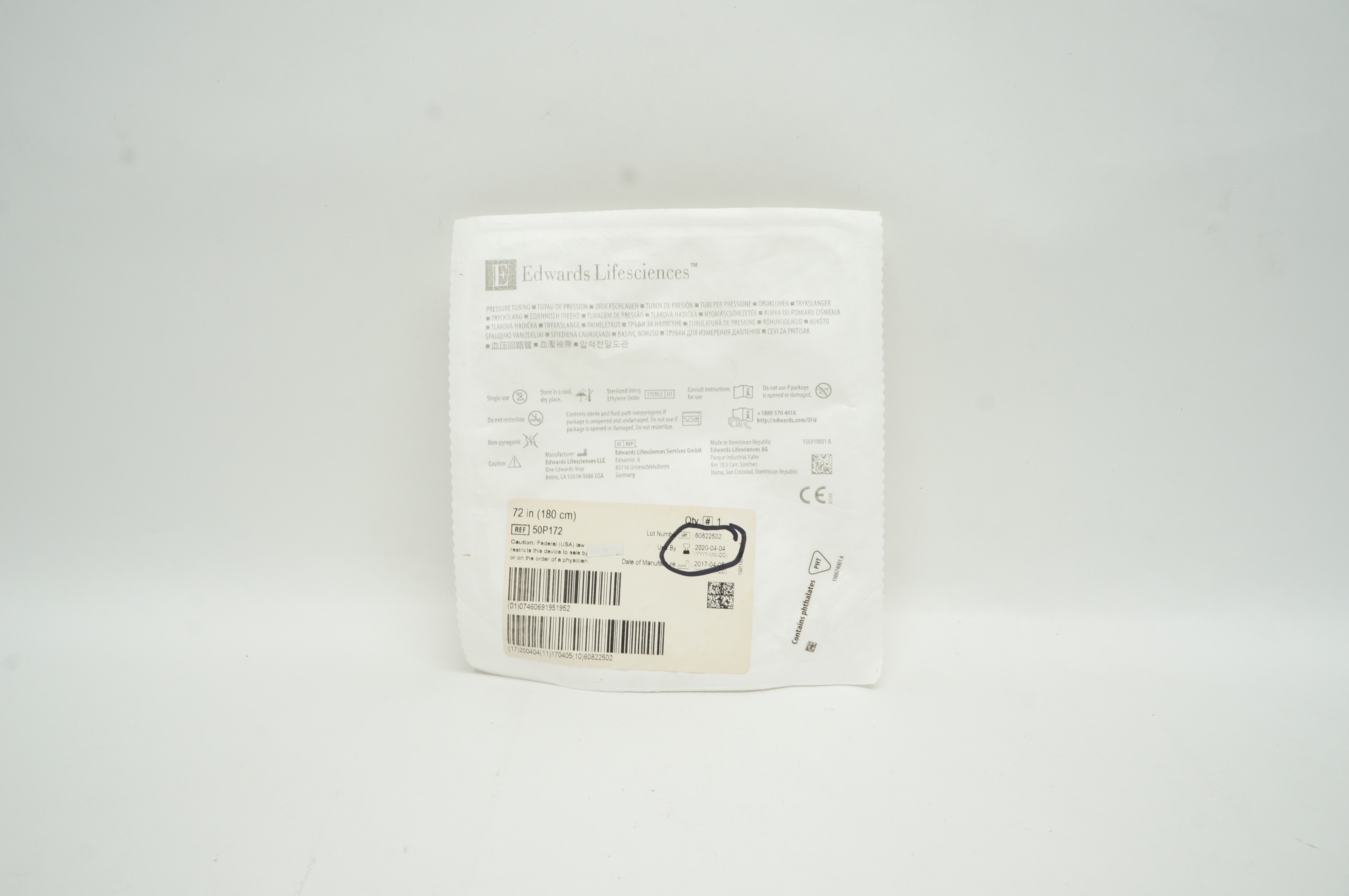 Edwards Lifesciences 50P172 Pressure Tubing 72 inch (x)