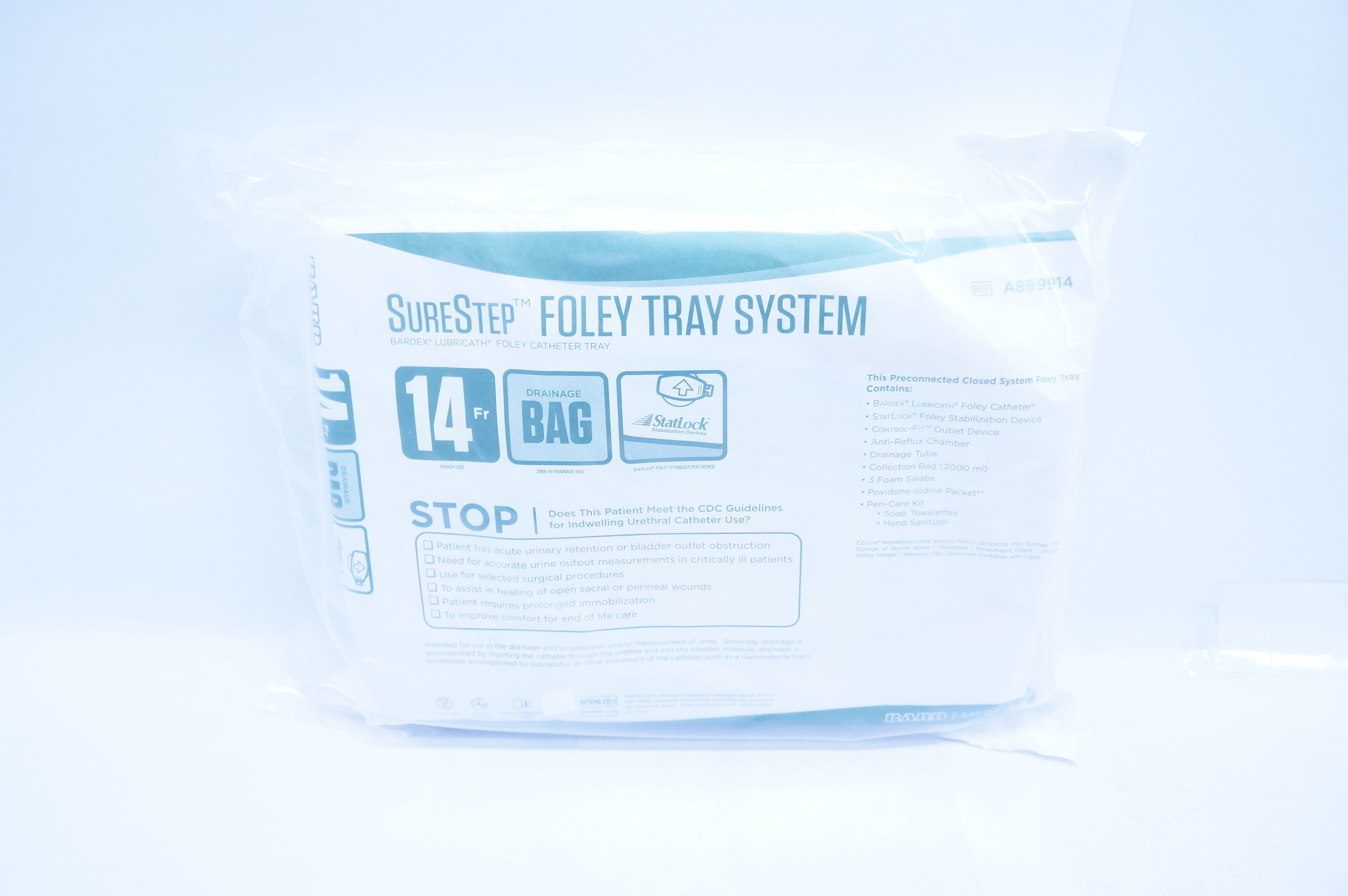 Bard A899914 SureStep Foley Tray System Bardex Lubricath, Drainage Bag, 14Fr