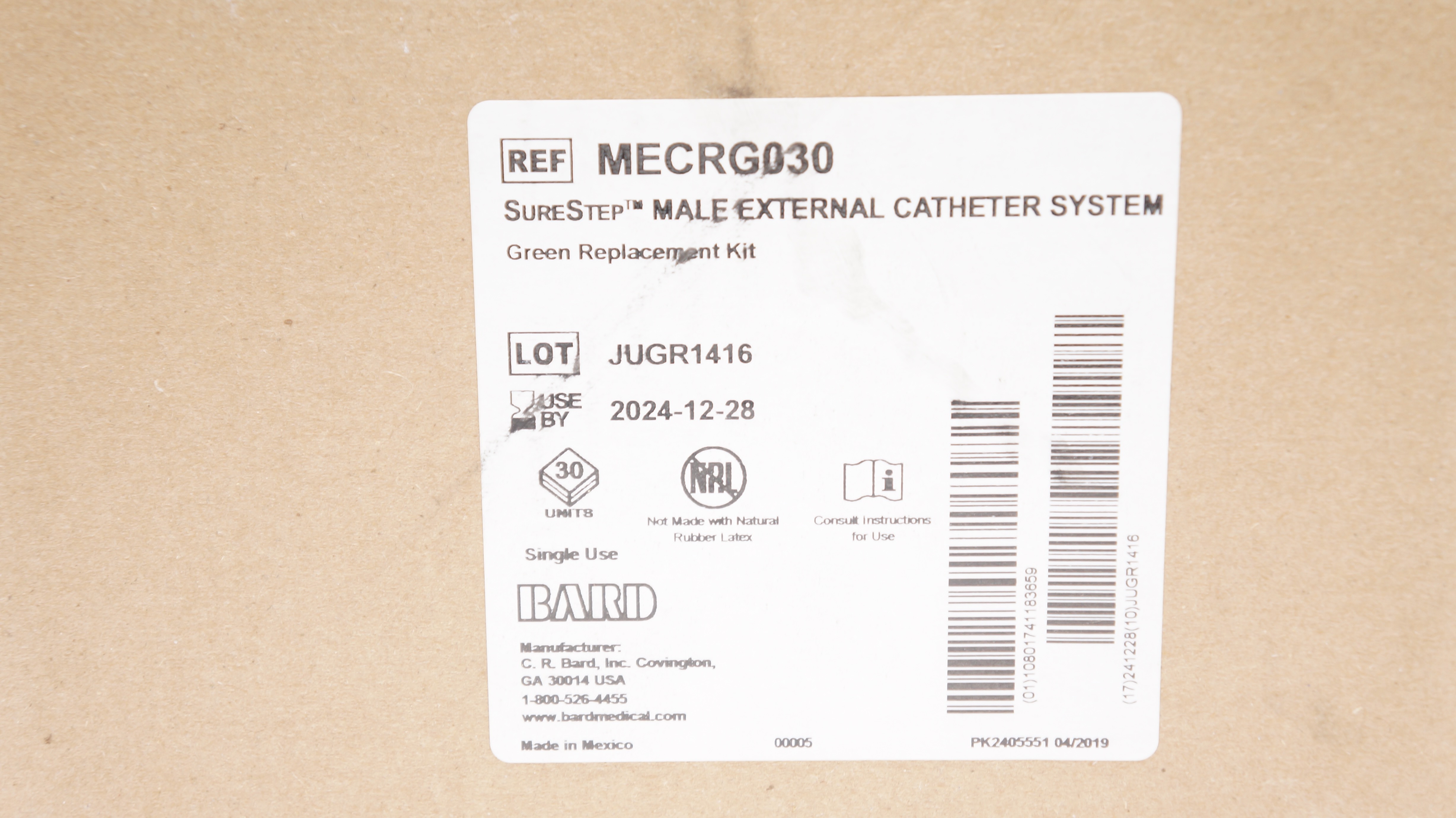 Bard MECRG030 SureStep Male External Cath. System - Case of 30