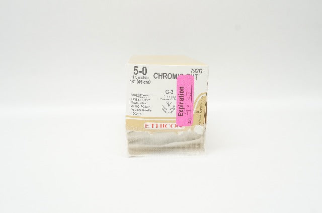 Ethicon 792G 5-0 CHROMIC GUT G-3 13mm 3/8c Reverse Cutting 18inch -Box of 12 (x)