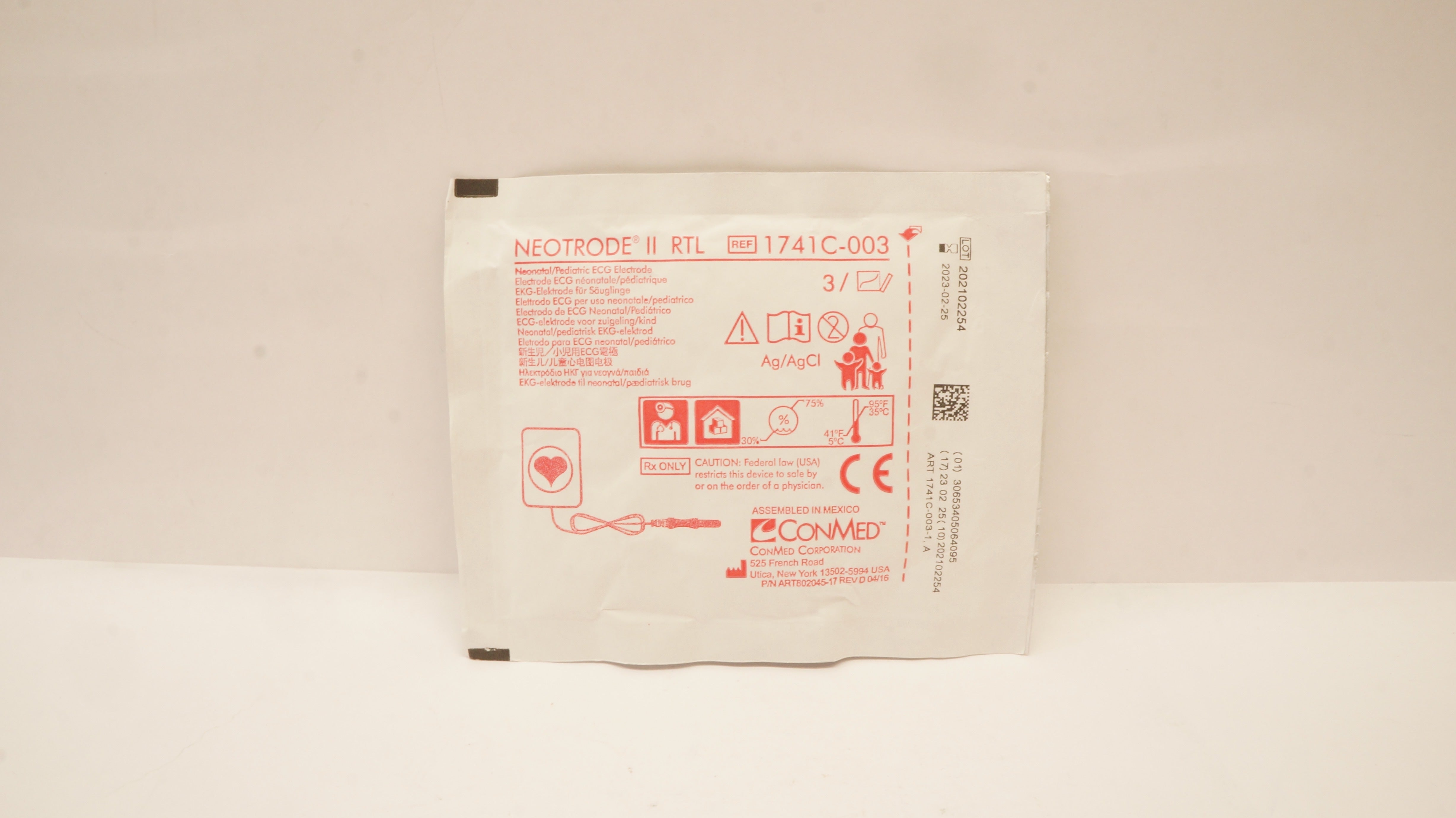 ConMed 1741C-003 Neotrode II RTL Neonatal/Pediatric ECG Electrode - Pack of 3(x)