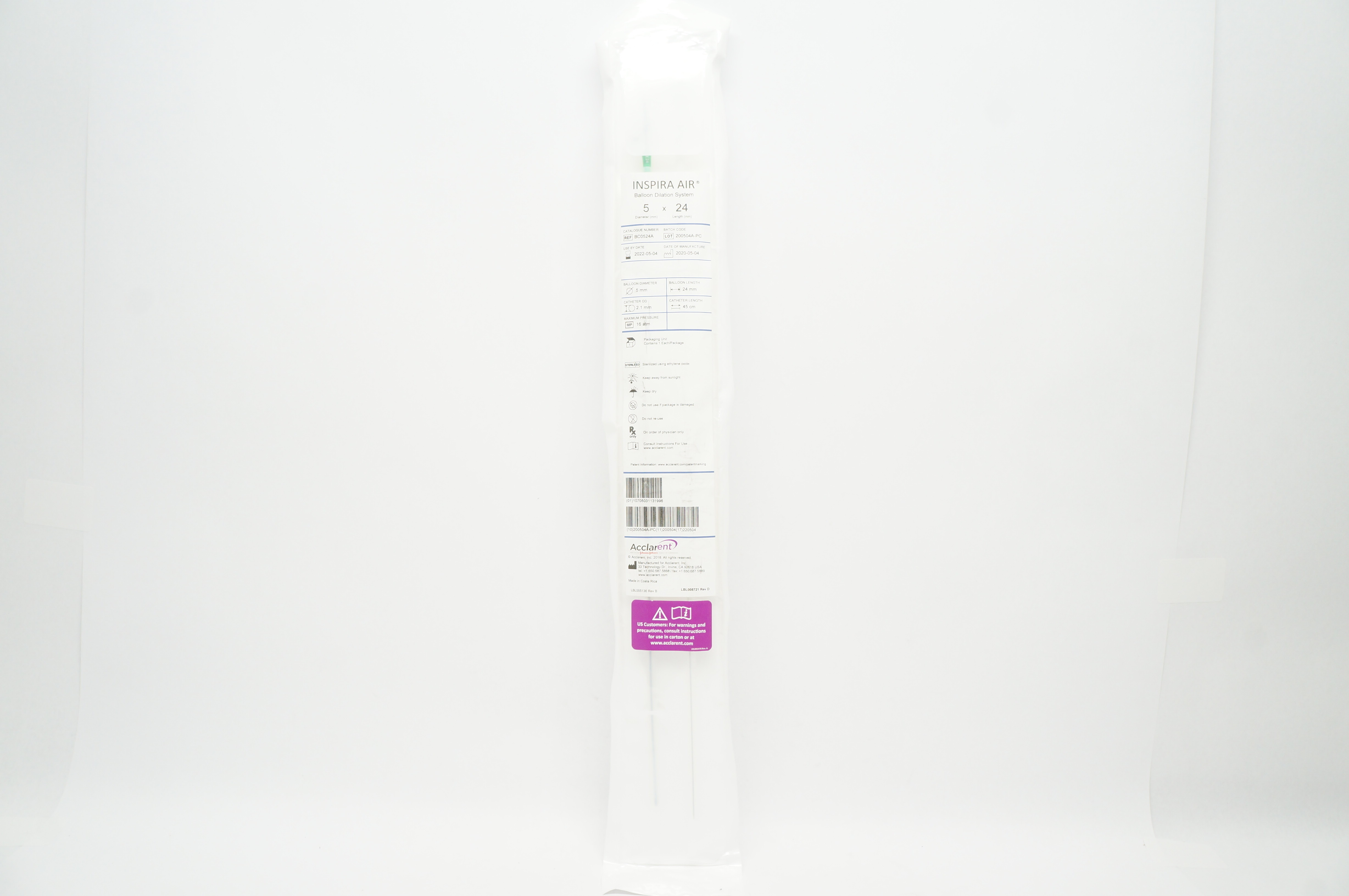 Acclarent BC0524A Inspira Air Balloon Dilation System 5 mm x 24 mm (x)