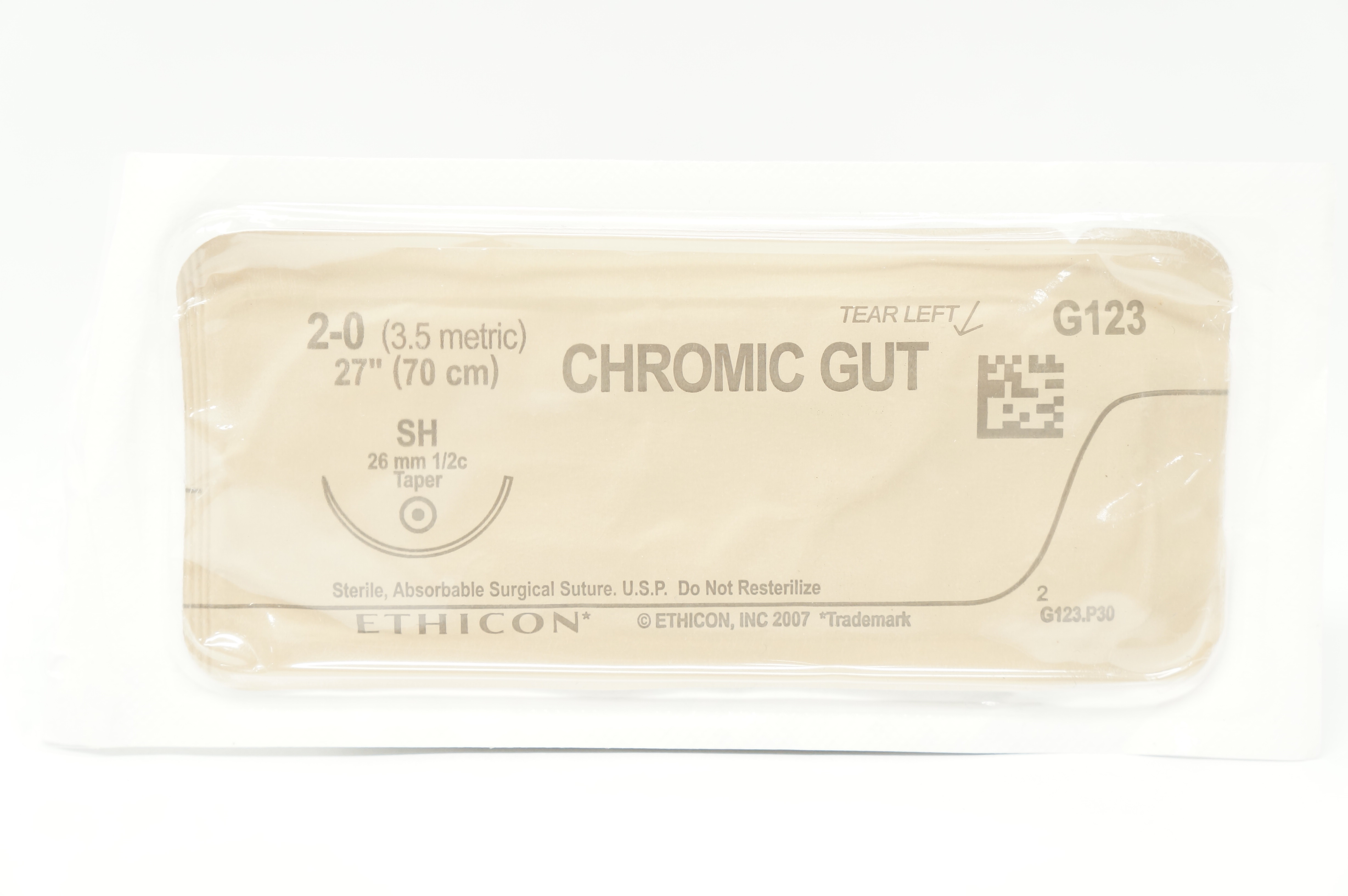 Ethicon G123 2-0 Chromic Gut Surgical Stre SH 26mm 1/2c Taper, 27inch