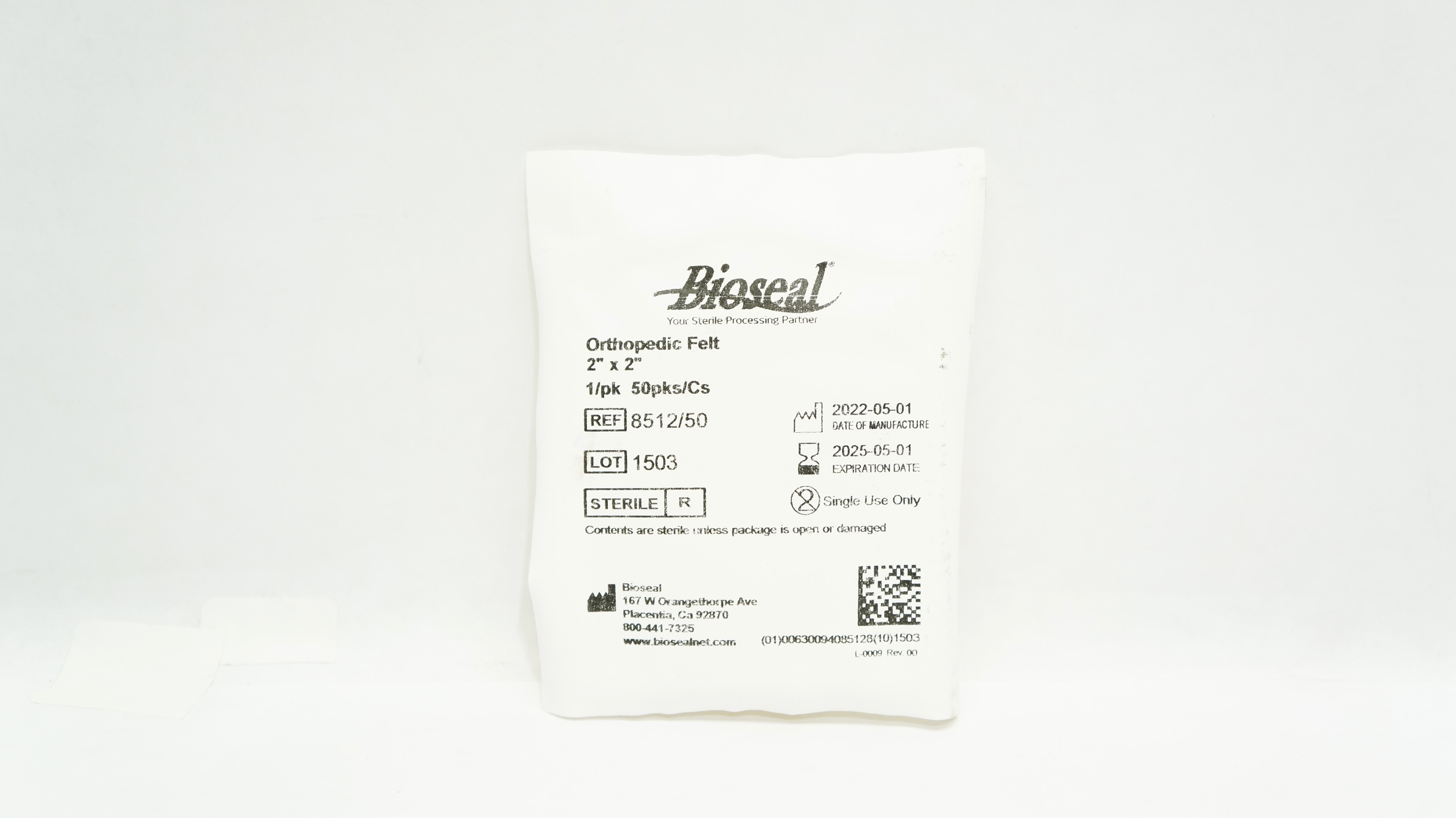 Bioseal 8512/50 Orthopedic Felt 2inch x 2inch