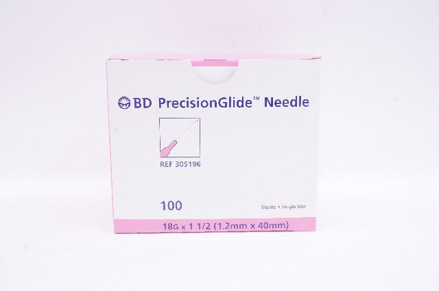 BD 305196 PrecisionGlide Ndle 18G x 1-1/2 inch - Box of 100