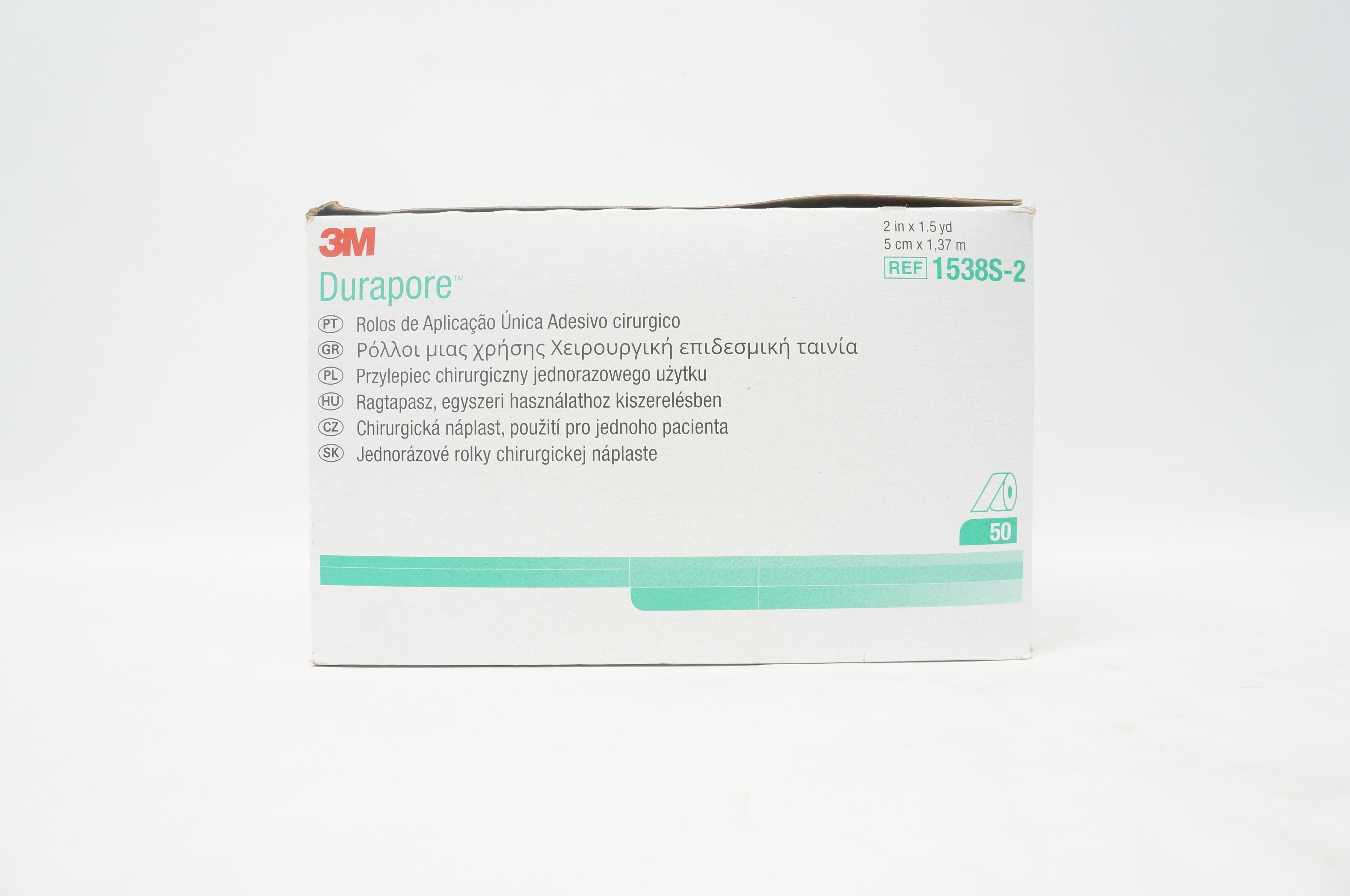 3M 1538S-2 Durapore Surgical Tape 2inch x 1-1/2yd. - Box of 5