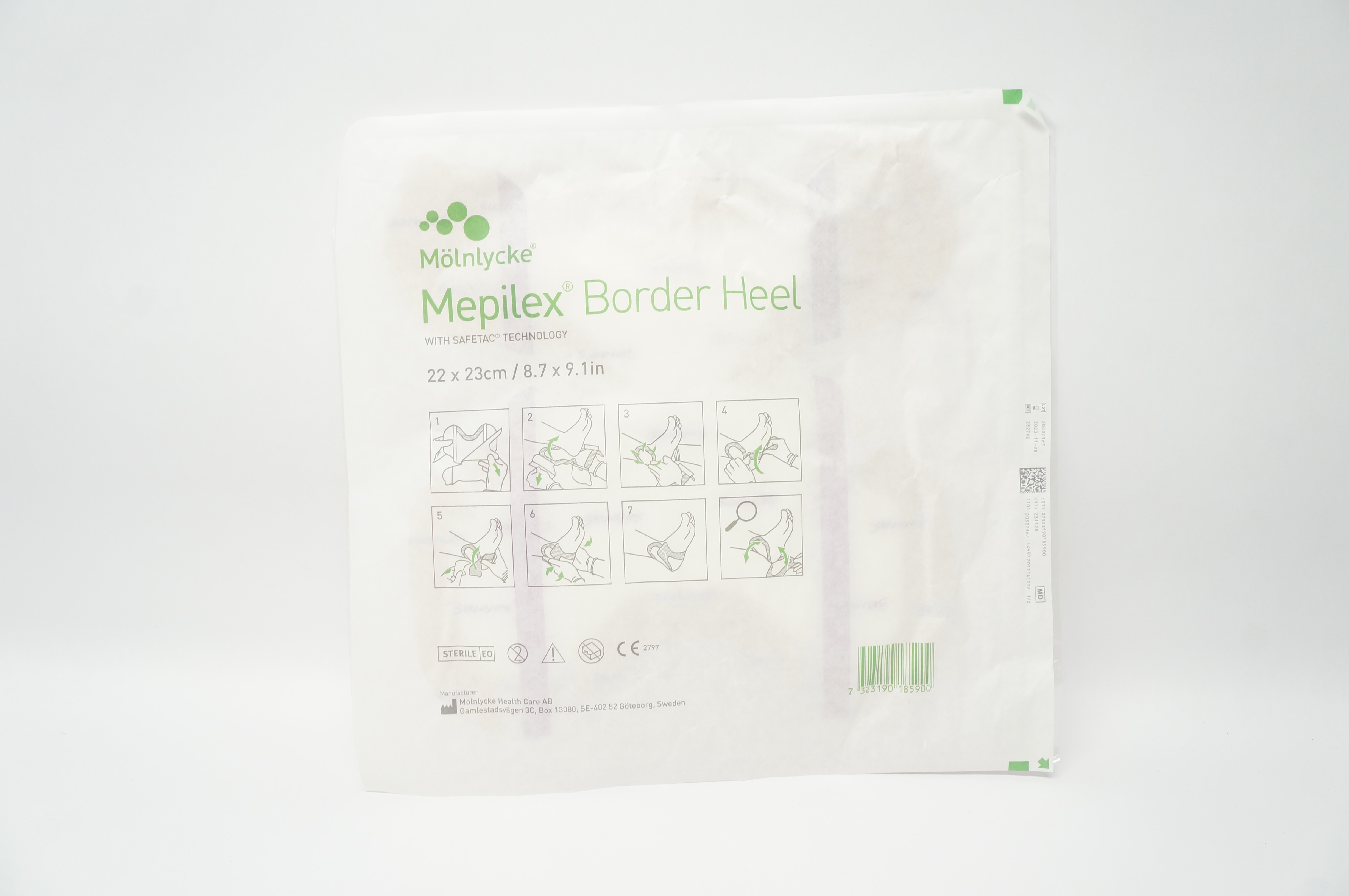 Molnlycke 282790 Mepilex Border Heel W/ Safetac Technology 8.7inch x 9.1inch