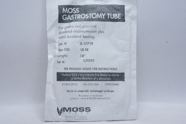 Moss 5-17719 Gastrostomy Tube 18Fr. x 18 inch