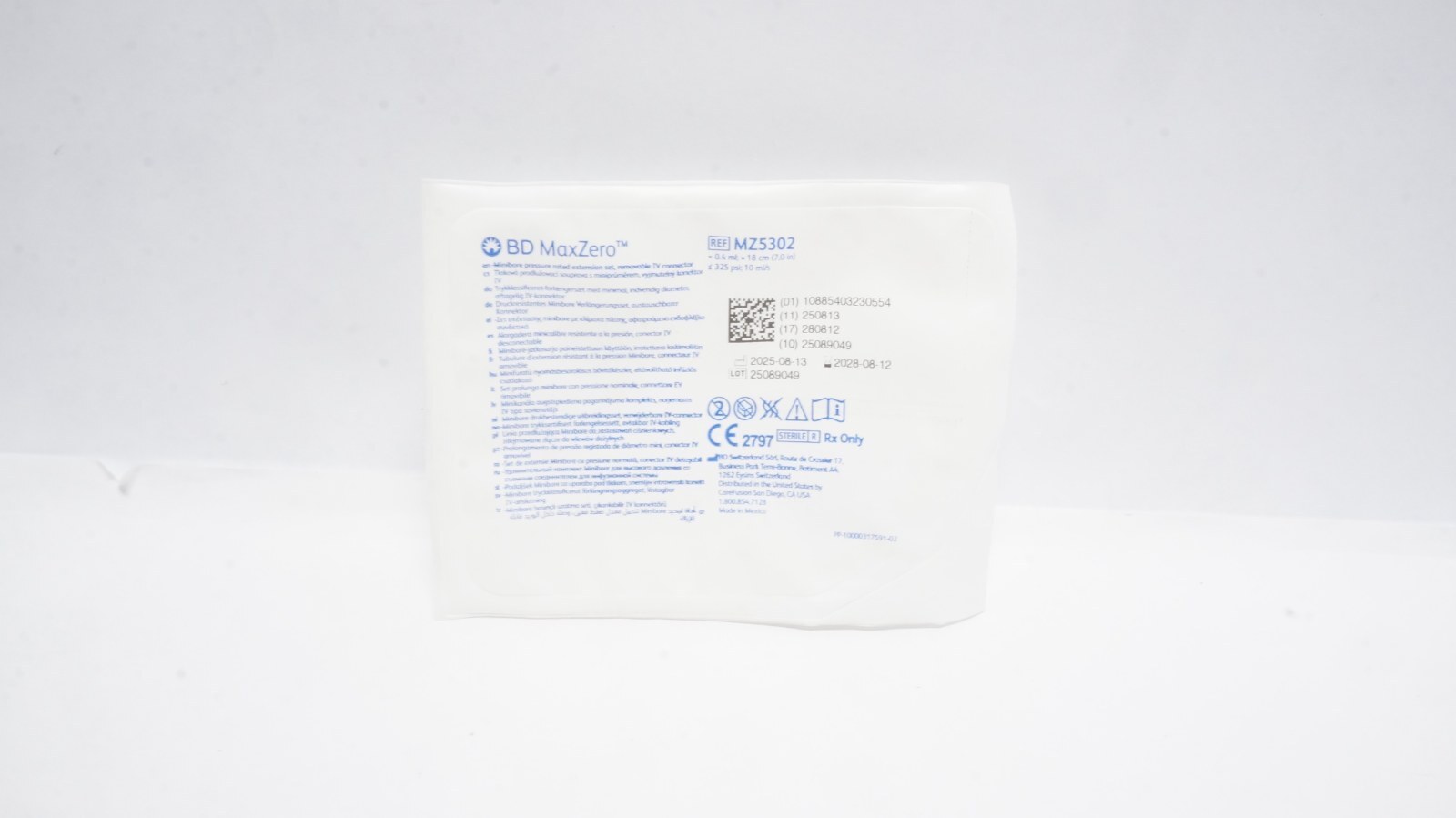 BD MaxZero MZ5302 Minibore Extension Set 0.4 mL 18 cm