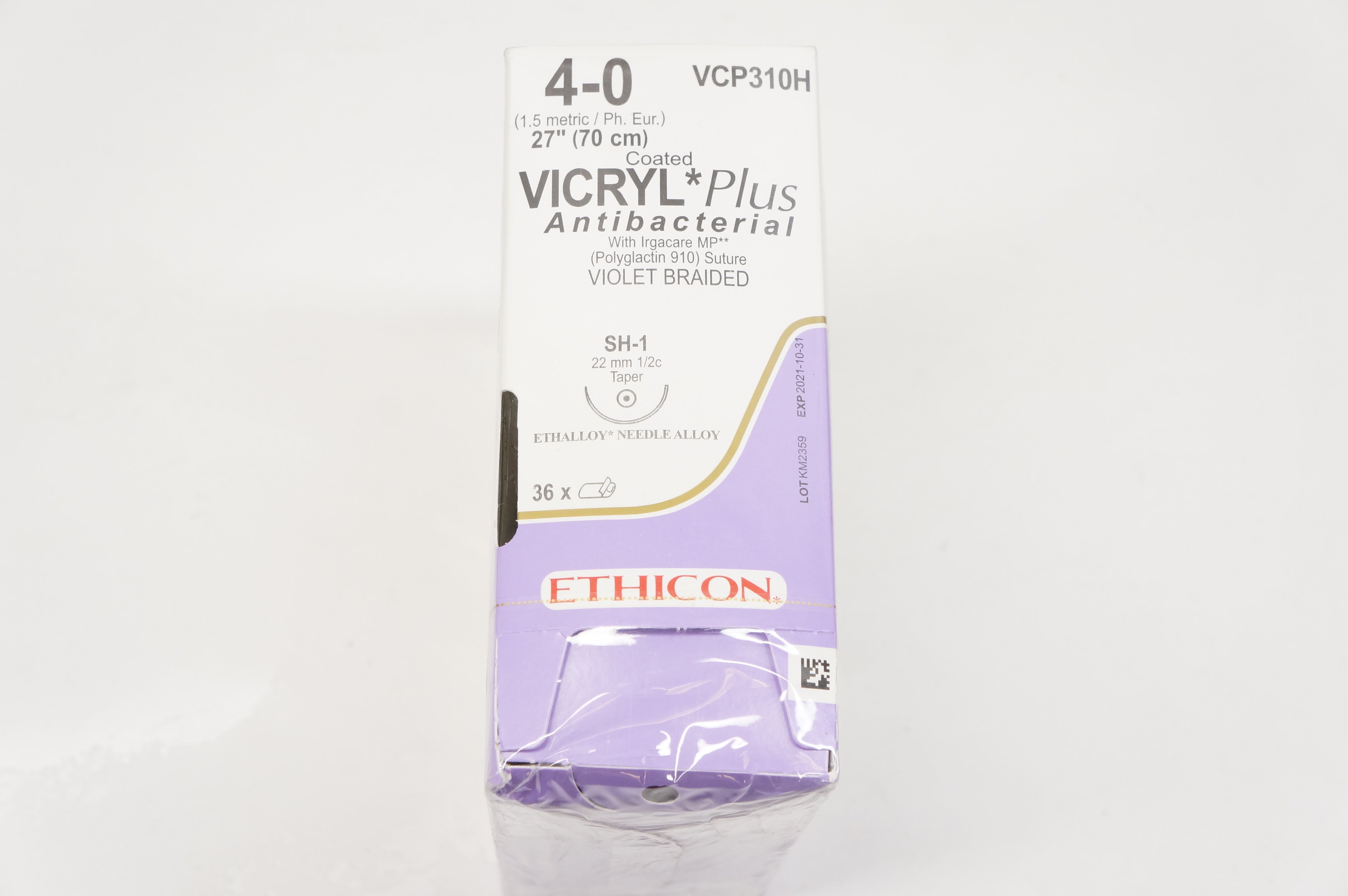Ethicon VCP310H 4-0 VICRYL, SH-1, 22mm 1/2c Taper, 27inch - Box of 36