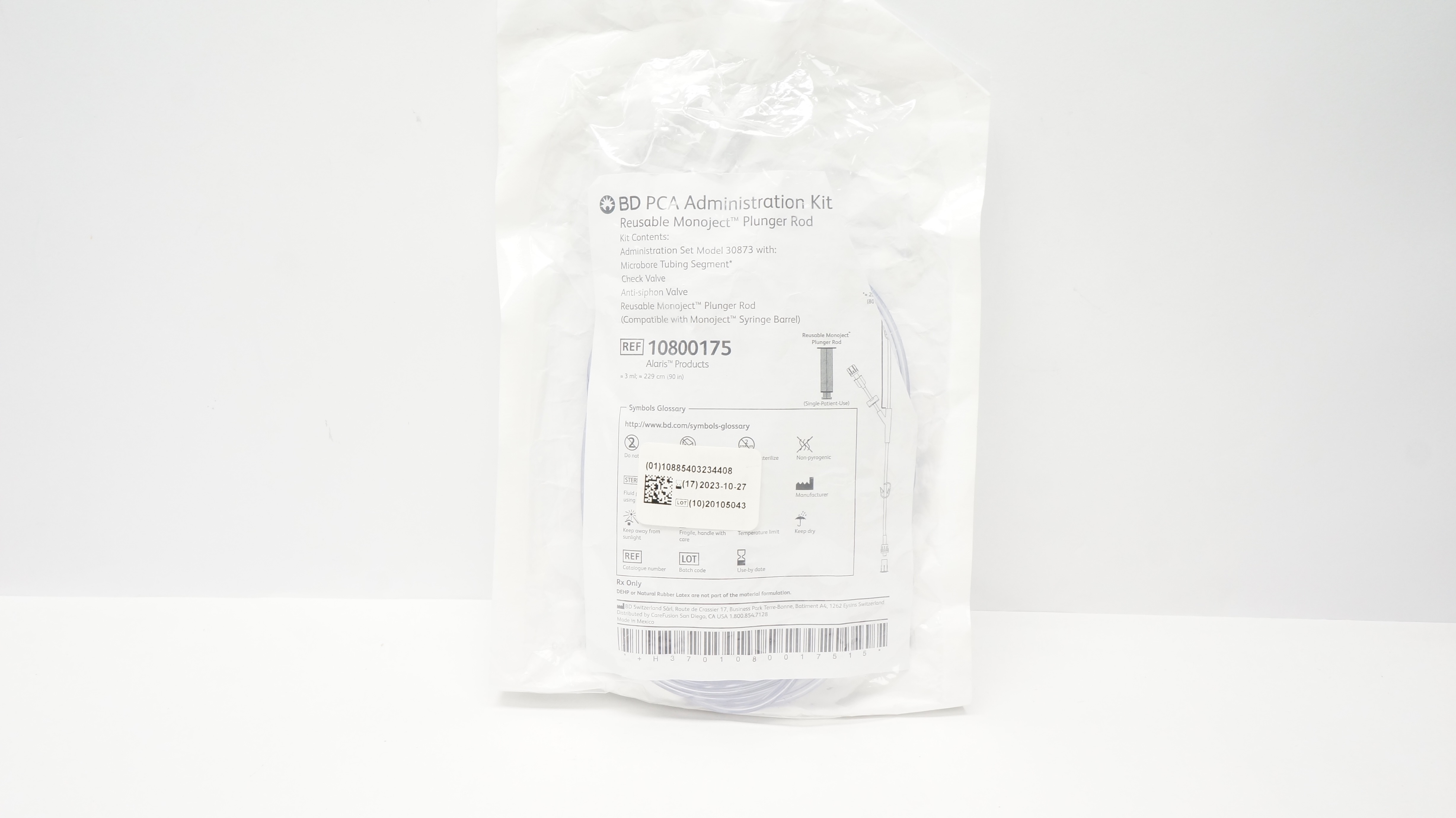 BD 10800175 PCA Administration Kit, Plunger Rod 3mL x 90inch (x)