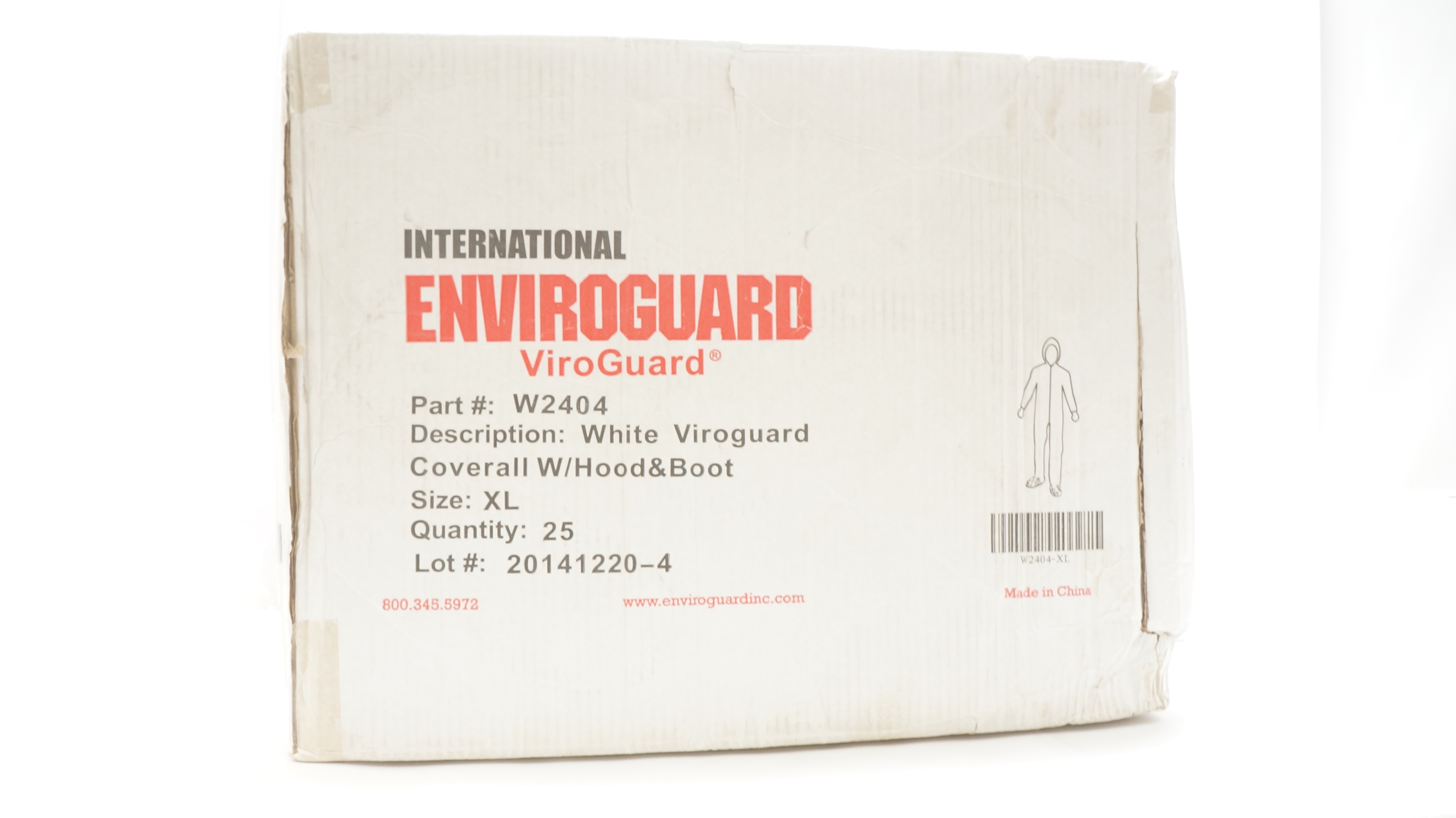 International Enviroguard W2404 ViroGuard White W/Hood&Boot, Size XL - Box of 25