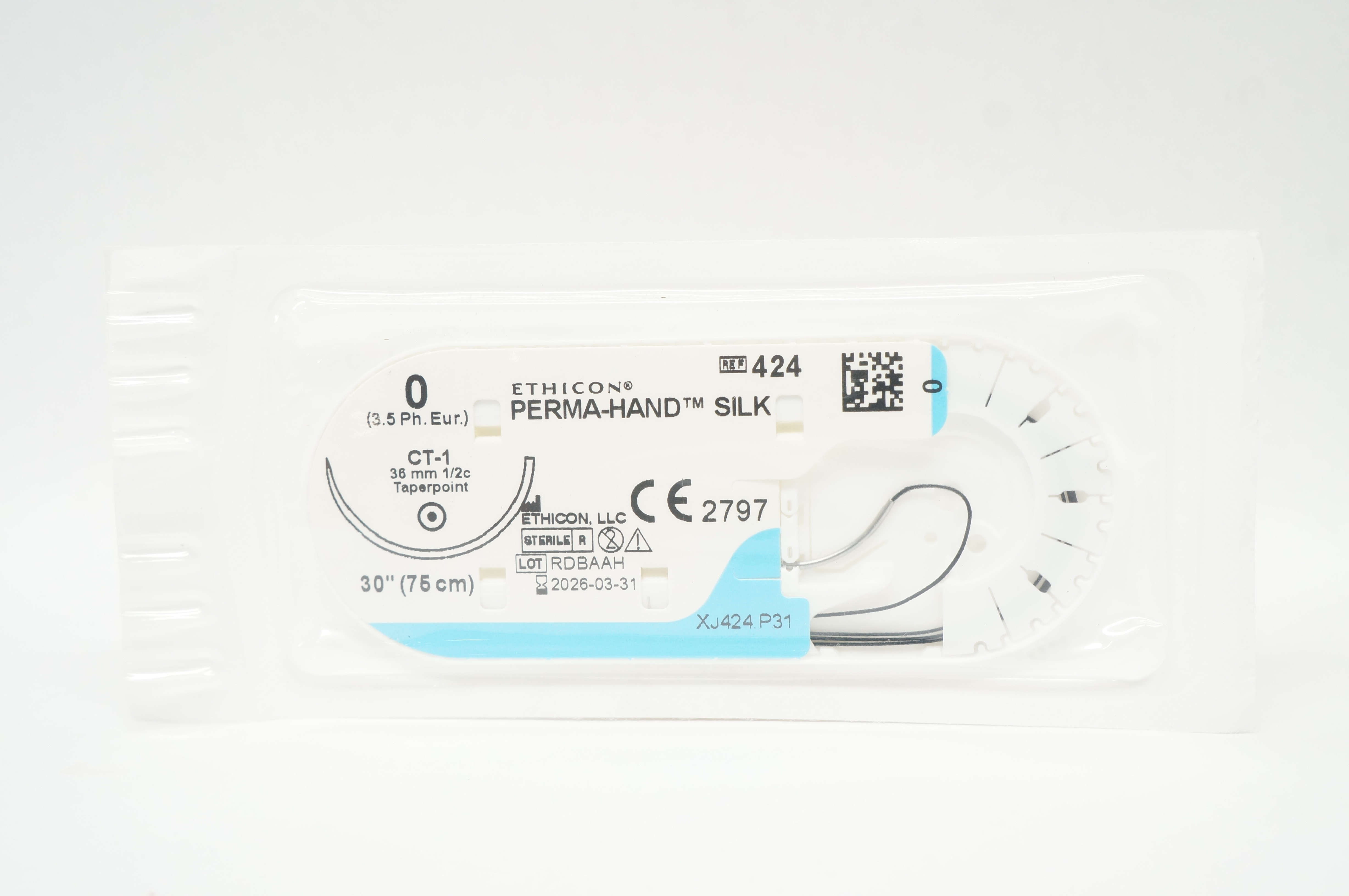 Ethicon 424 0 PERMA-HAND SILK CT-1, 36mm 1/2c Taper, 30inch