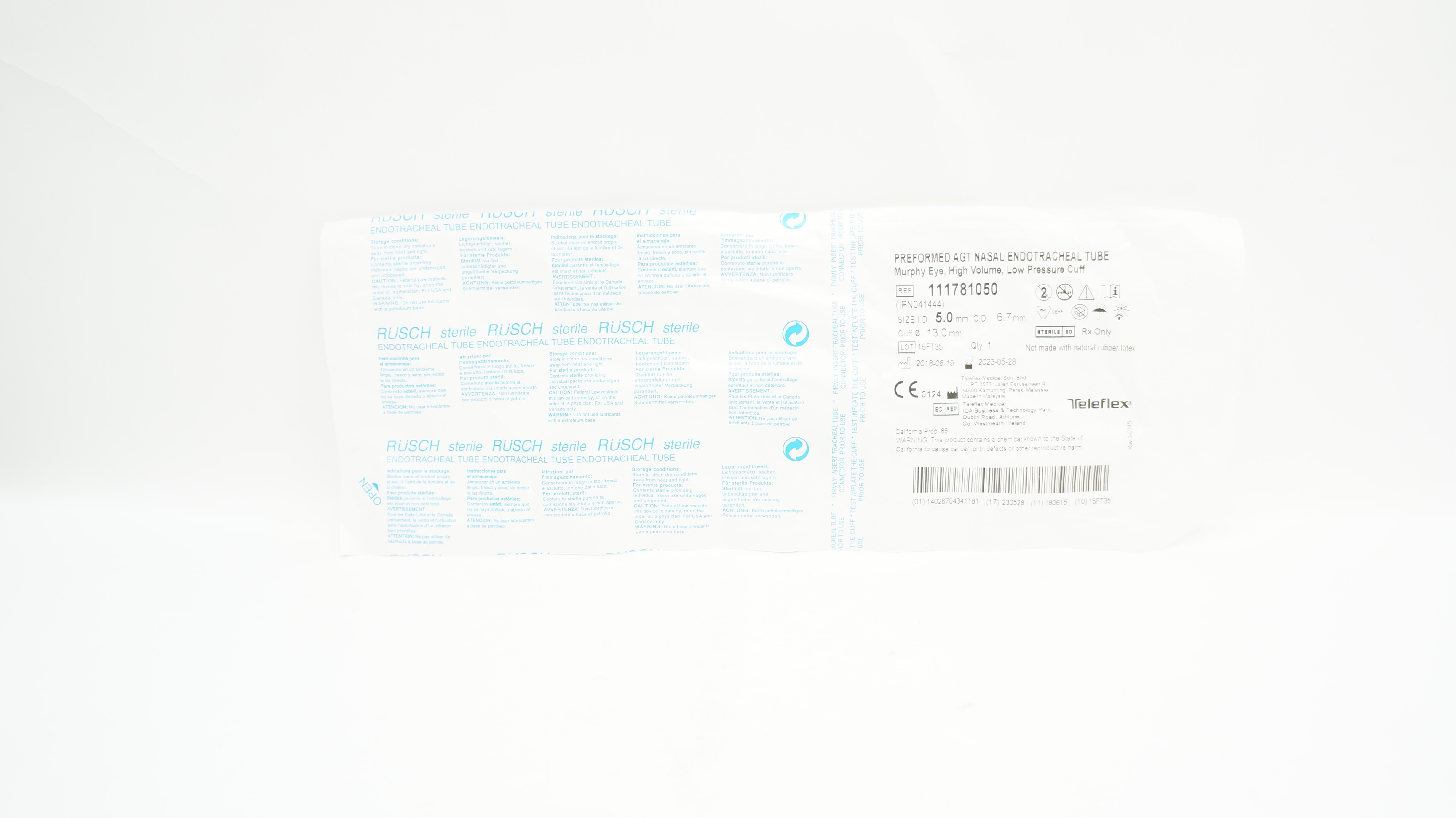 Teleflex 111781050 Preformed AGT Nasal Endotracheal Tube 5.0mm (x)