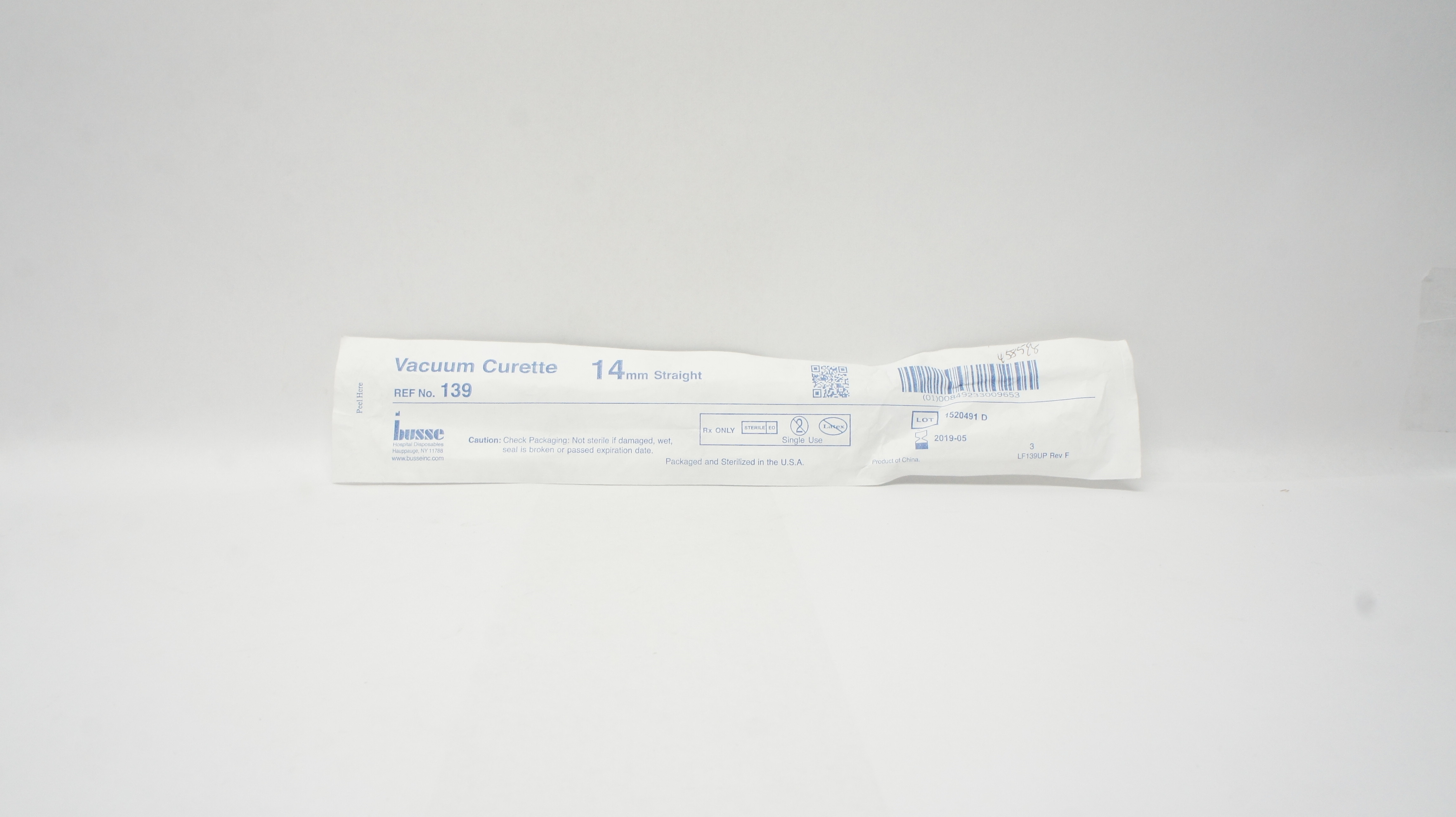 Busse 139 Sterile 14mm Straight Vacuum Curette 14mm (x)