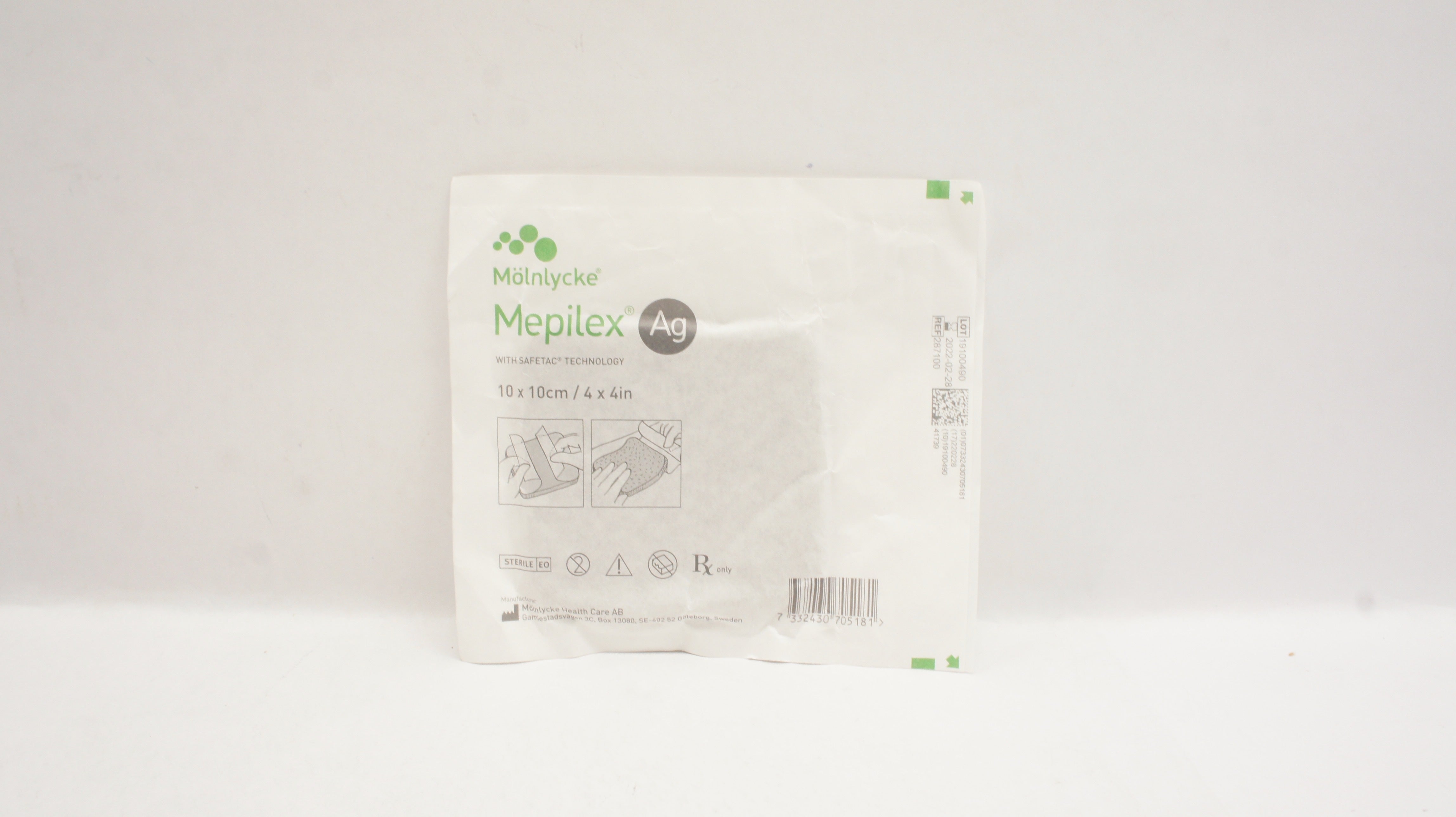 Molnlycke Healthcare 287100 Mepilex Ag with Safetac Technology 4inch x 4inch