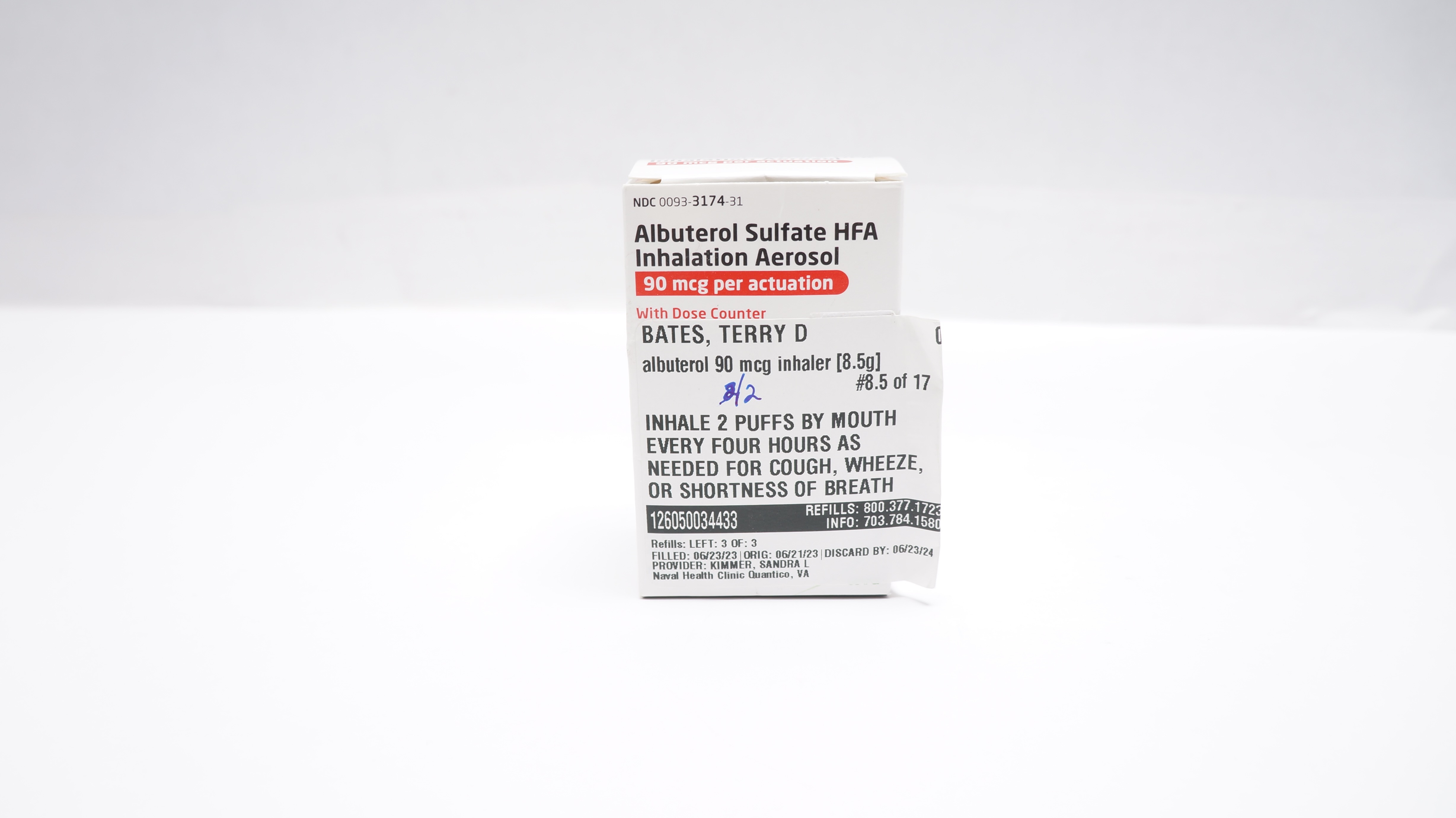 Teva 11036096318099 Albuterol Sulfate HFA Inhalation Aerosol, 90mcg