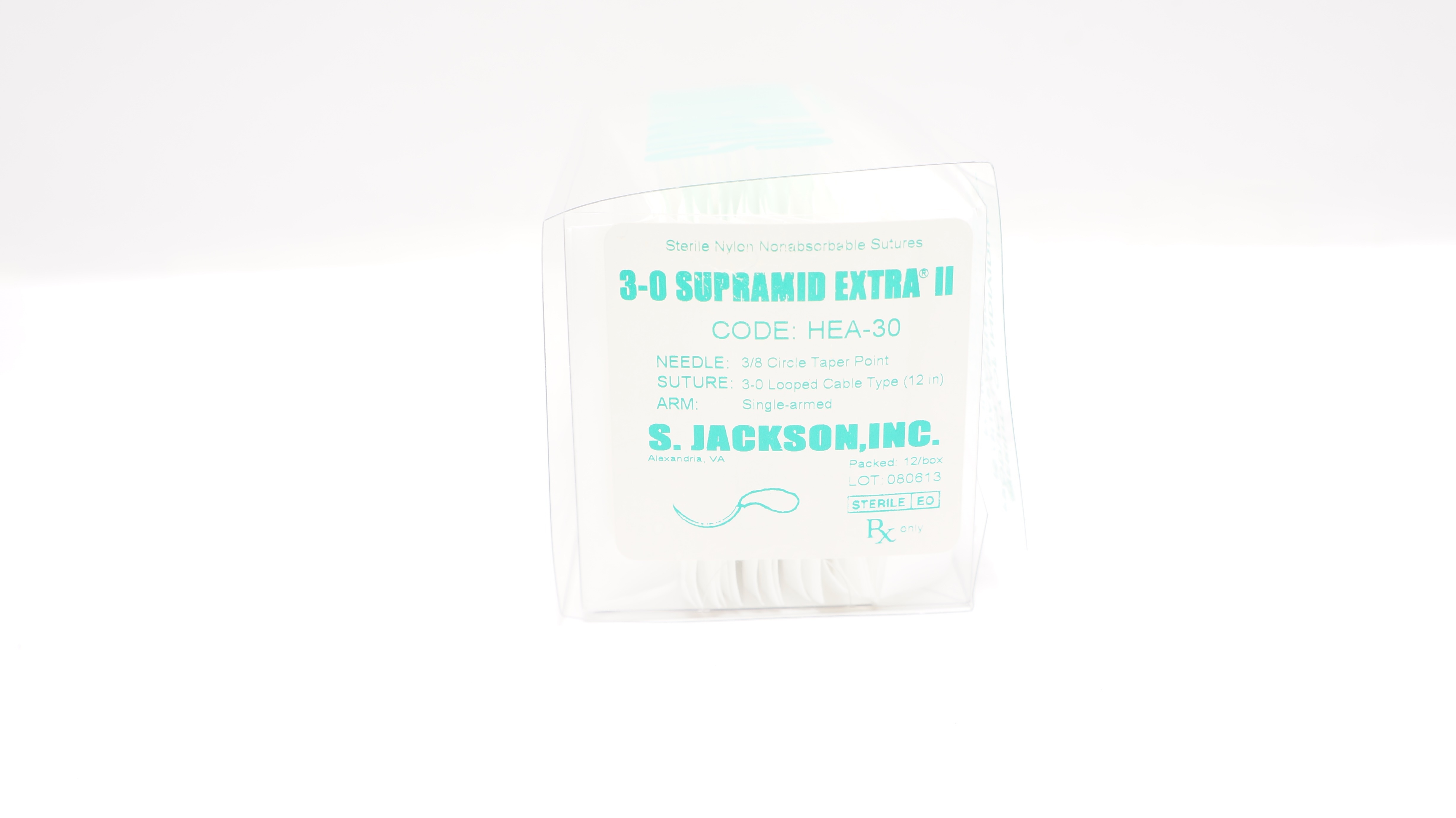 S. Jackson HEA-30 3-0 Supramid Extra II,  3/8 Circle Taper, 12inch - Box of 23
