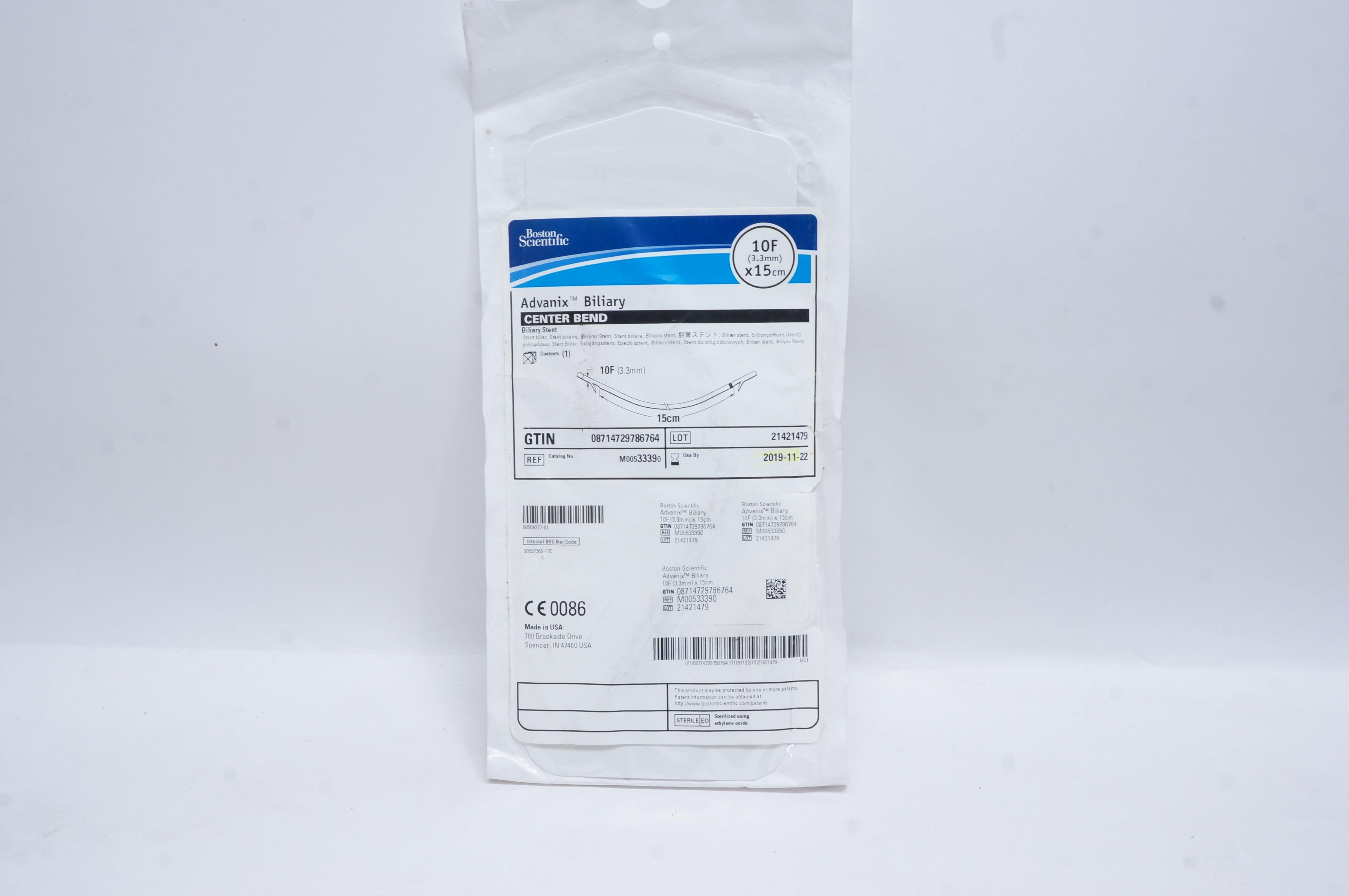 Boston Scientific 3339 Advanix Biliary Center Bend Biliary Stnt 10F x 15cm (x)