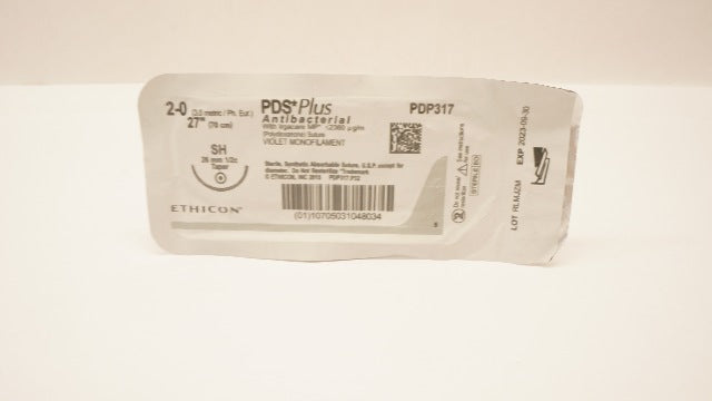 Ethicon PDP317 2-0 PDS Plus Violet Monofilament, SH, 26mm 1/2c Taper, 27inch