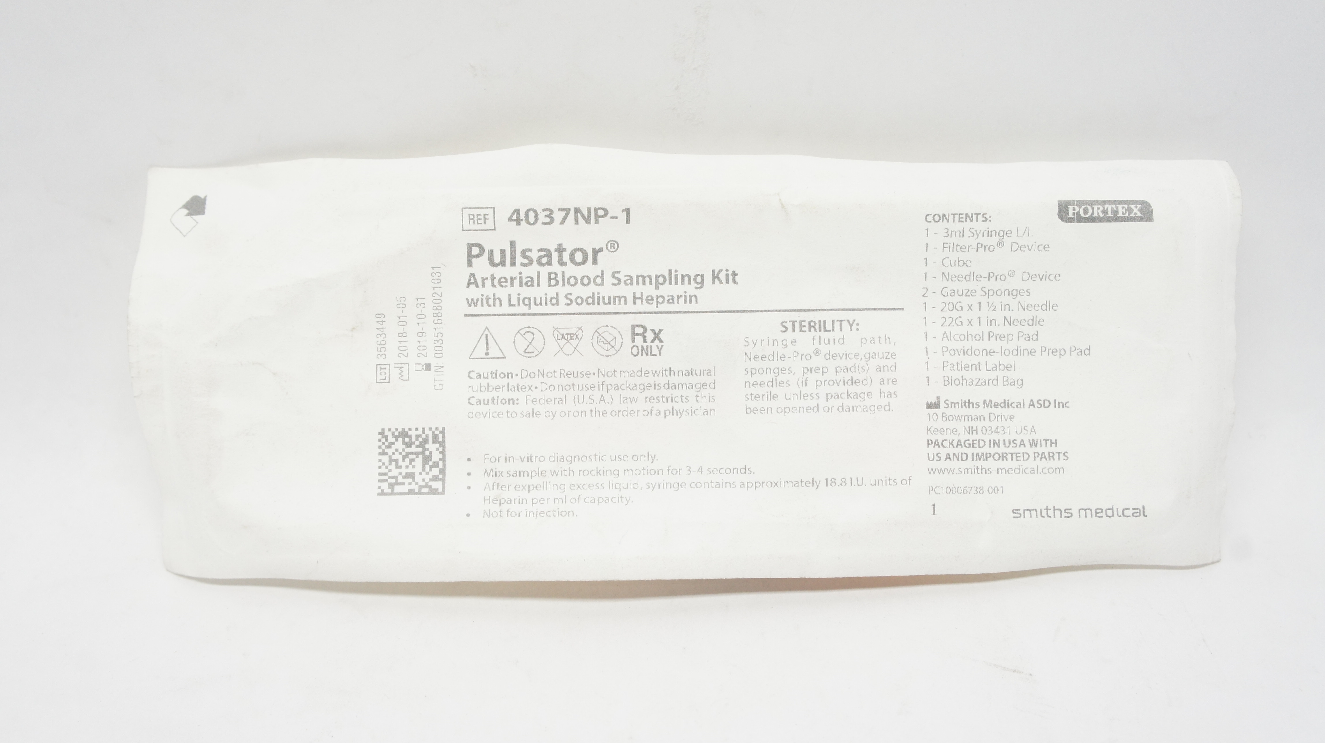 Smiths Medical 4037NP-1 Portex Pulsator Arterial Blood Sampling Kit (x)