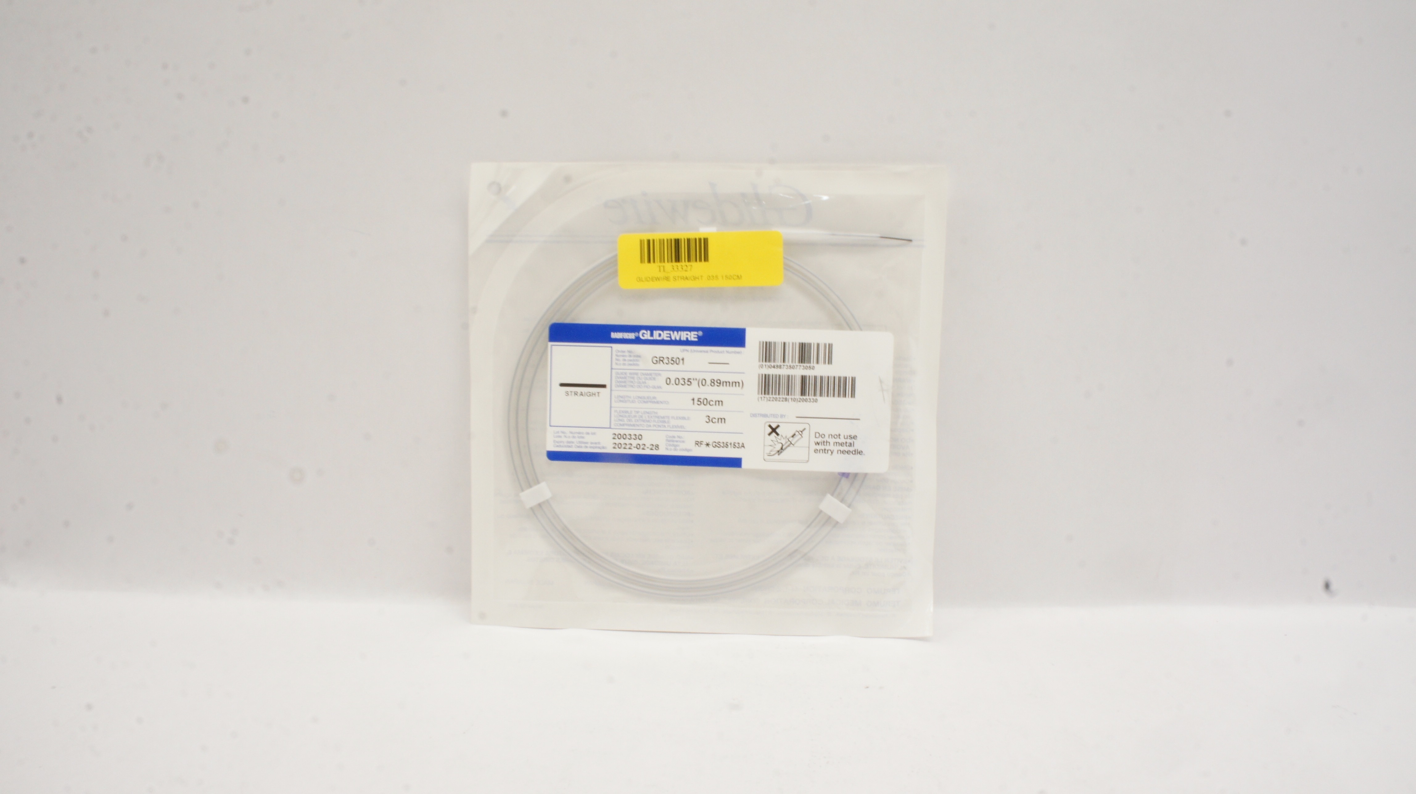 Terumo GR3501 Radiofocus Glidewire Straight 0.035inch x 150cm x 3cm (x)