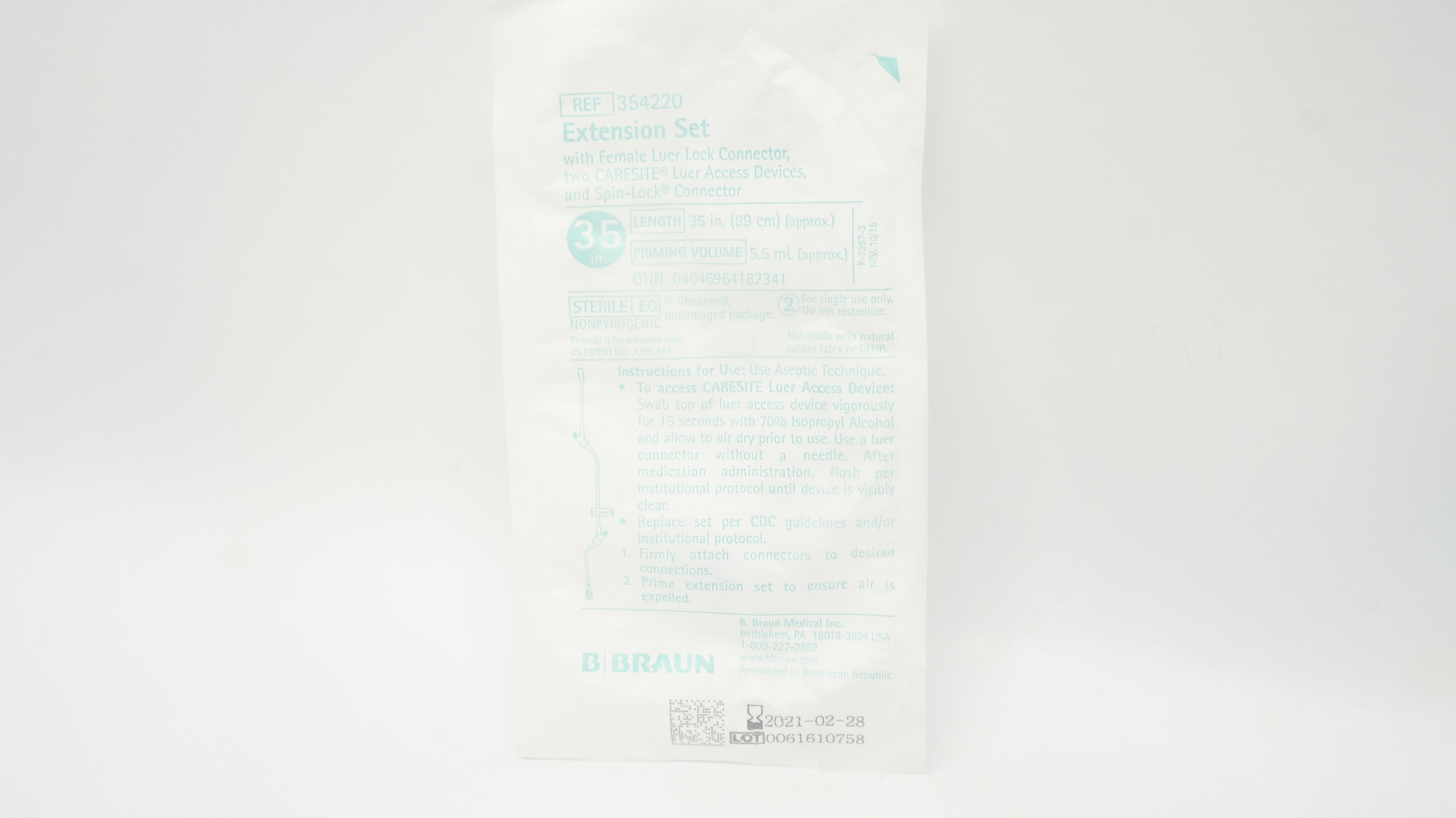 Braun 354220 Extension Set with Female Luer Lock Connector 35 inch x 5.5mL (x)