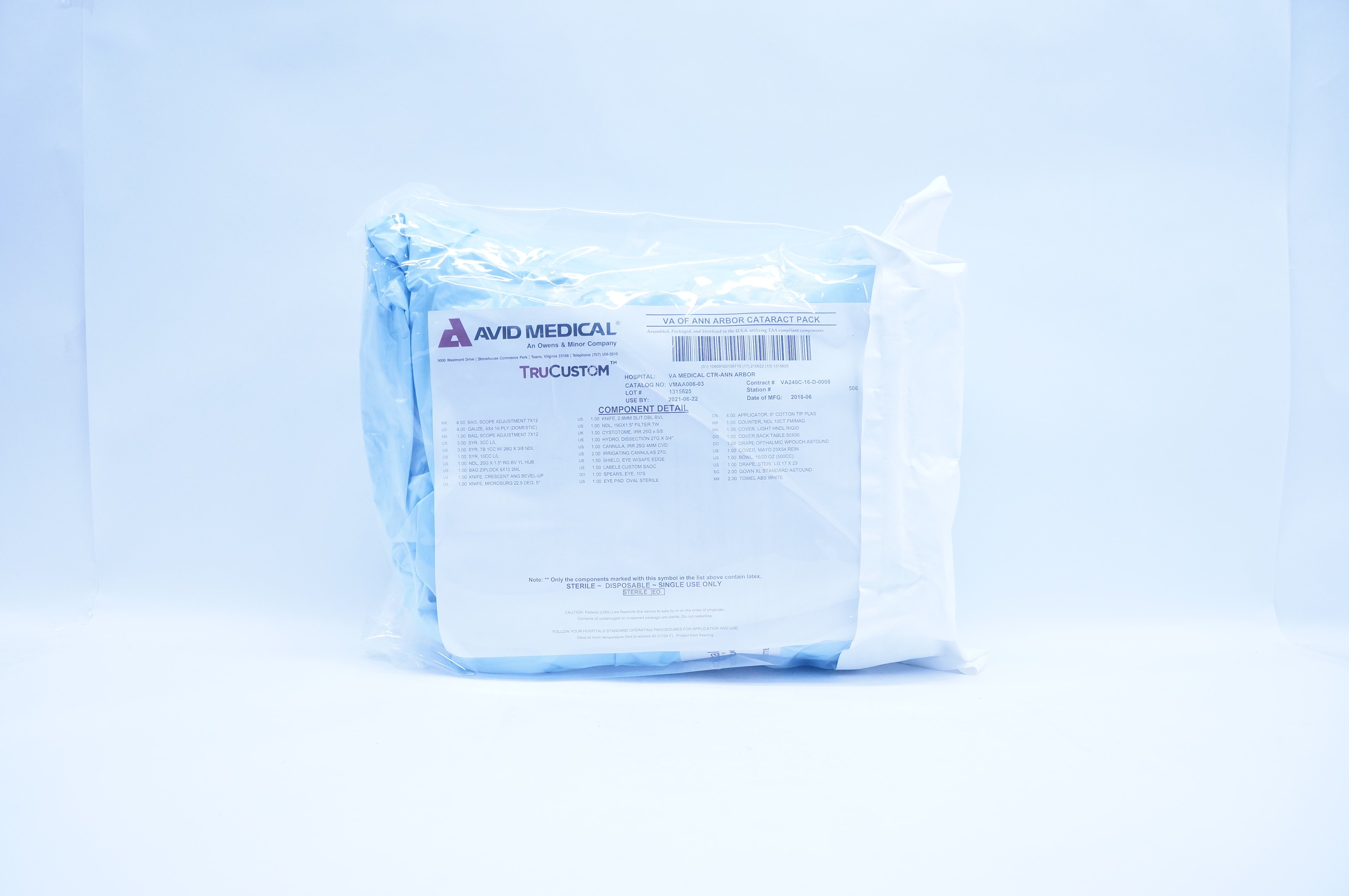 AVID Medical VMAA006-03 TruCustom VA Of ANN Arbor Cataract Pack