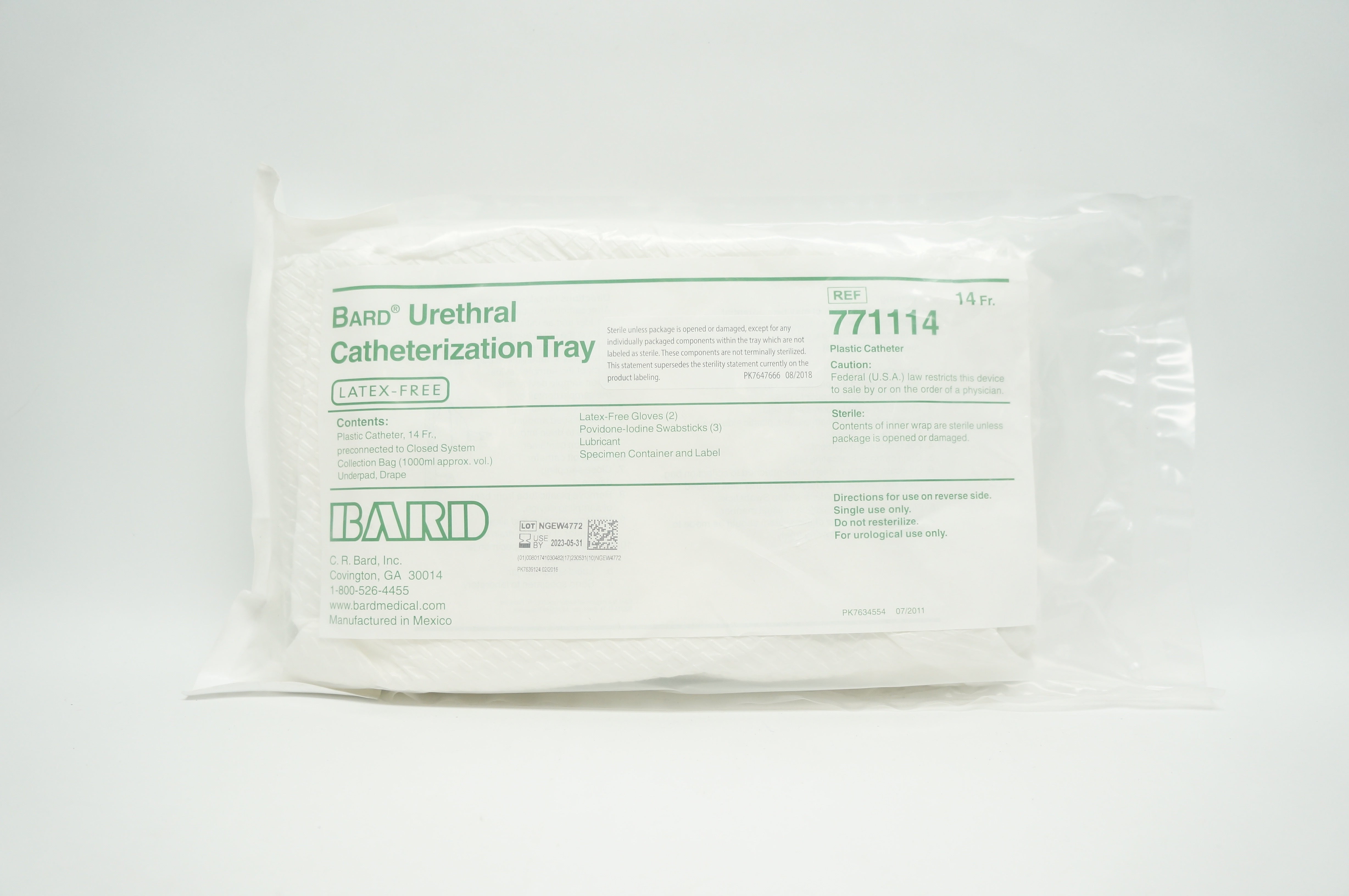 Bard 771114 Urethral Catheterization Tray 14Fr