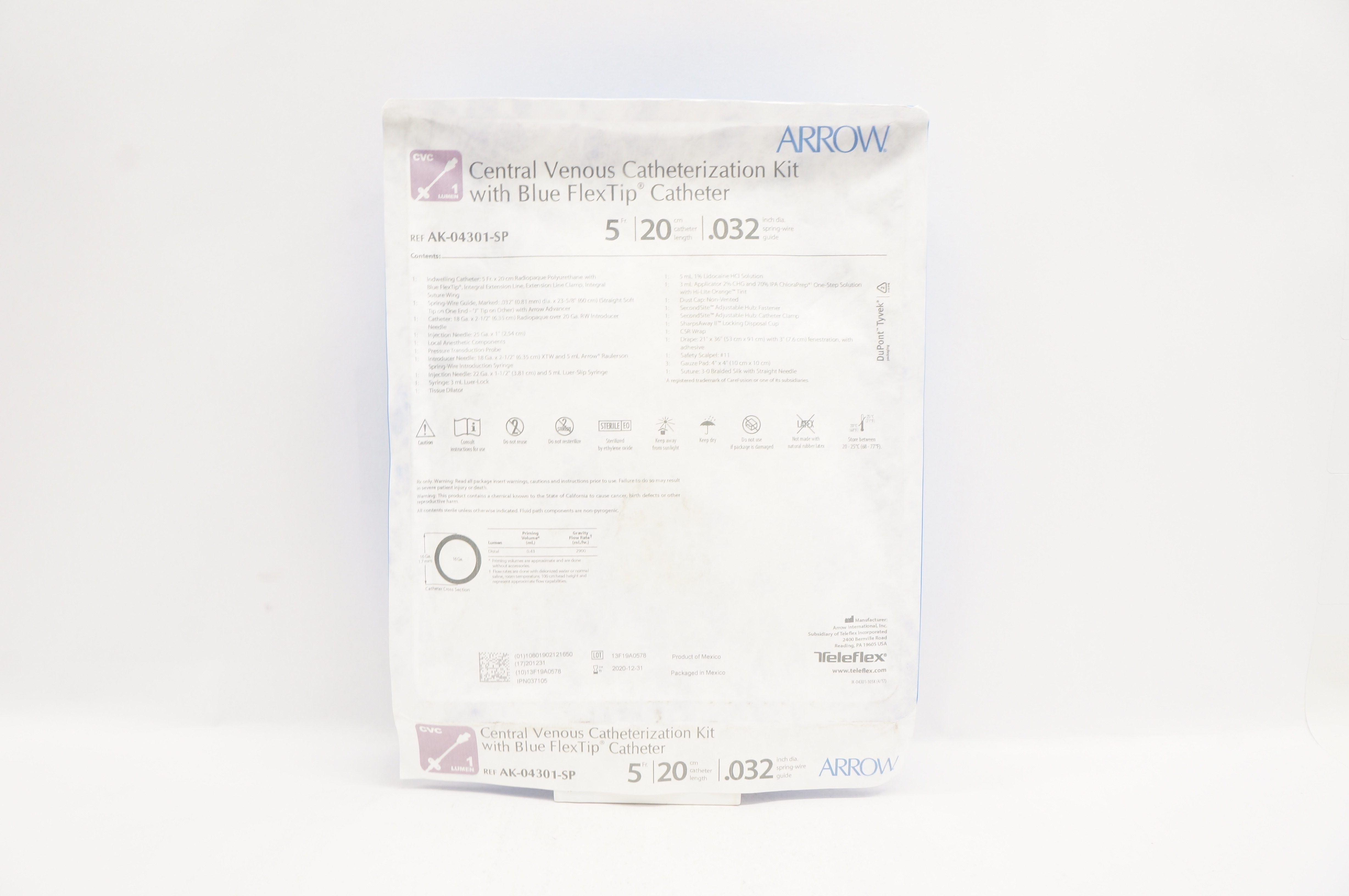 Arrow AK-04301-SP Central Venous Cath. Kit 5Fr x 20cm x .032inch (x)