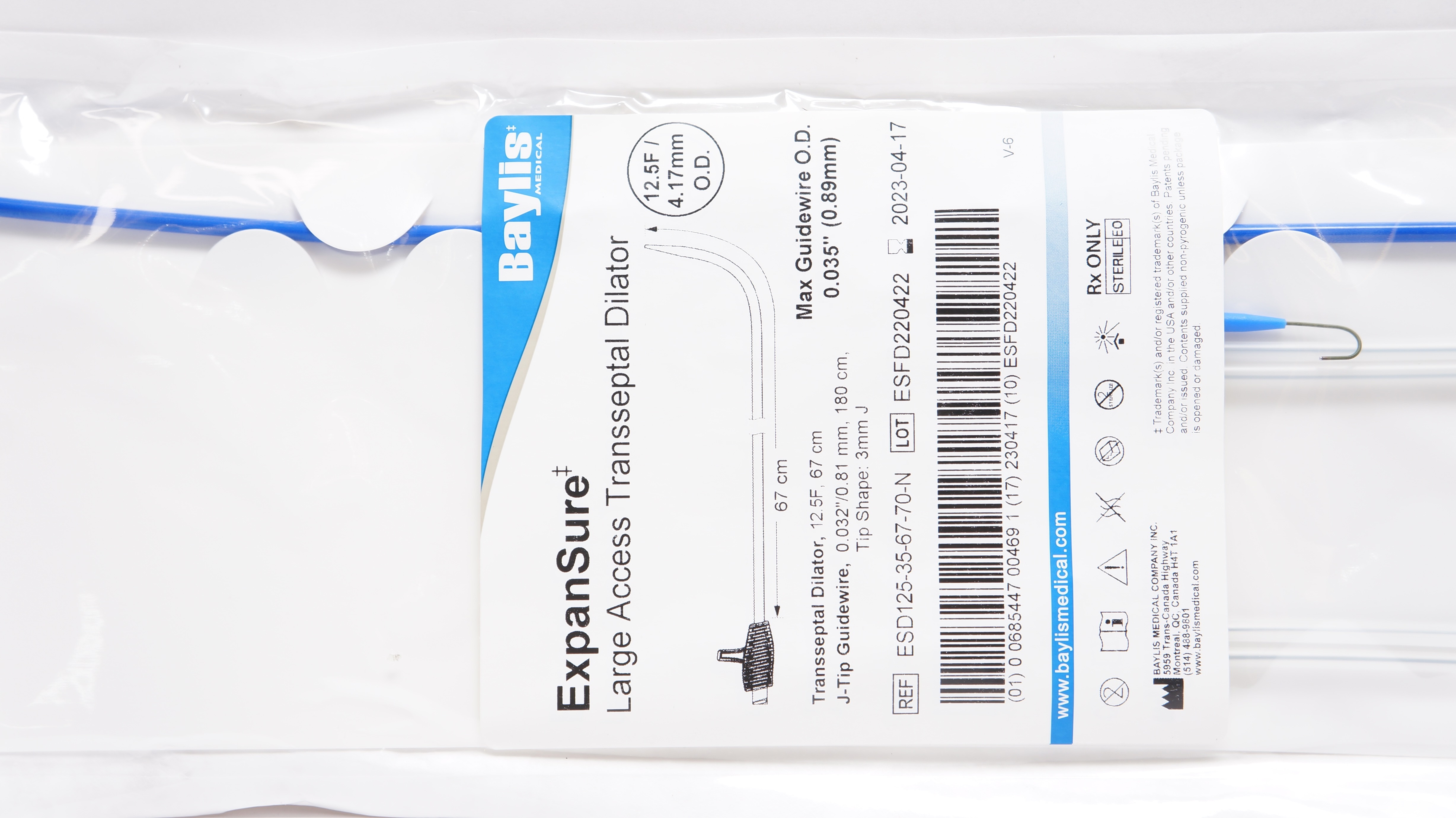 Baylis Medical ESD125-35-67-70-N ExpanSure Transseptal Dilator 12.5F/4.17mm (x)