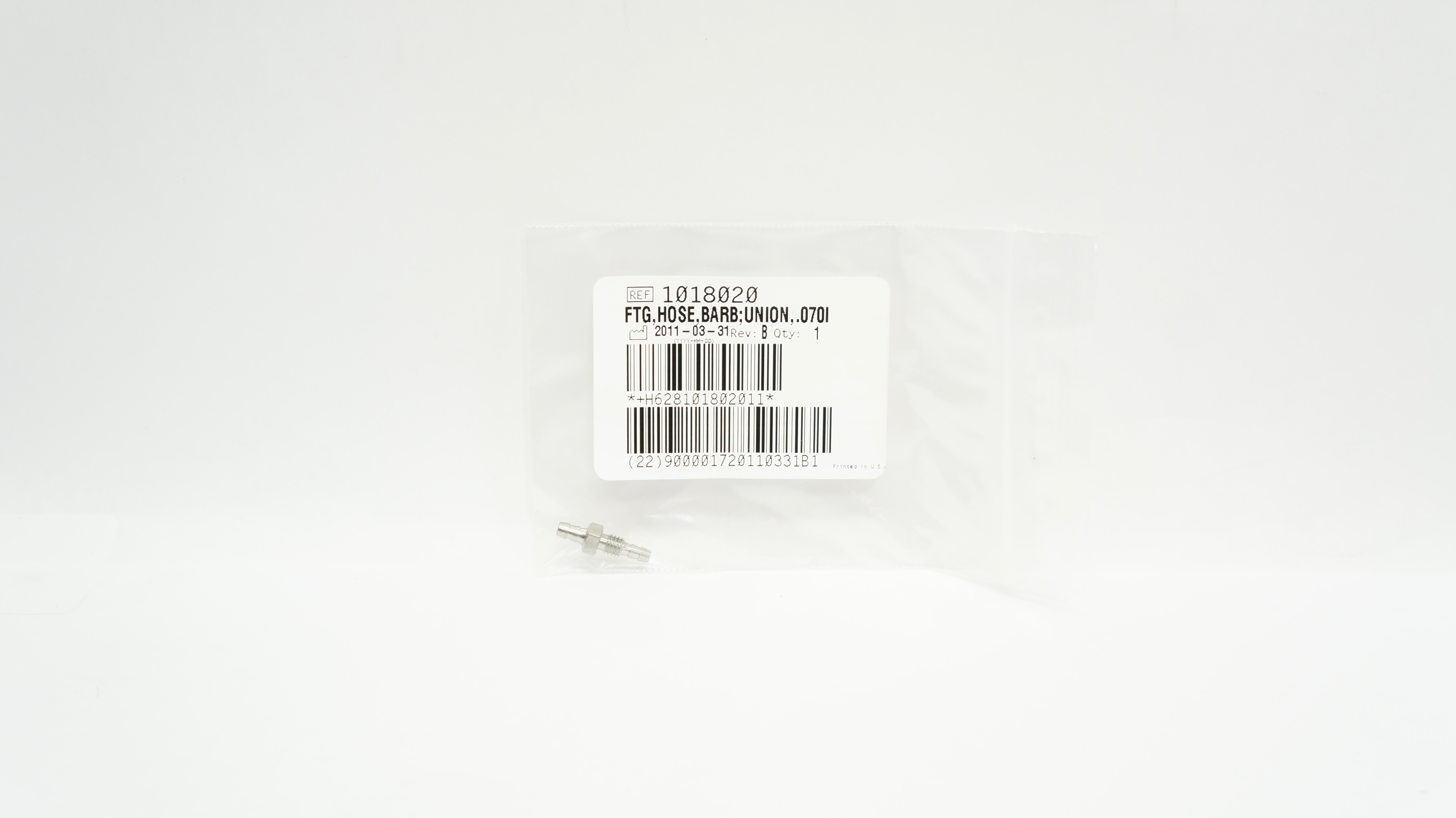 Beckman Coulter 1018020 FTG, Hose, Barb; Union, .070I