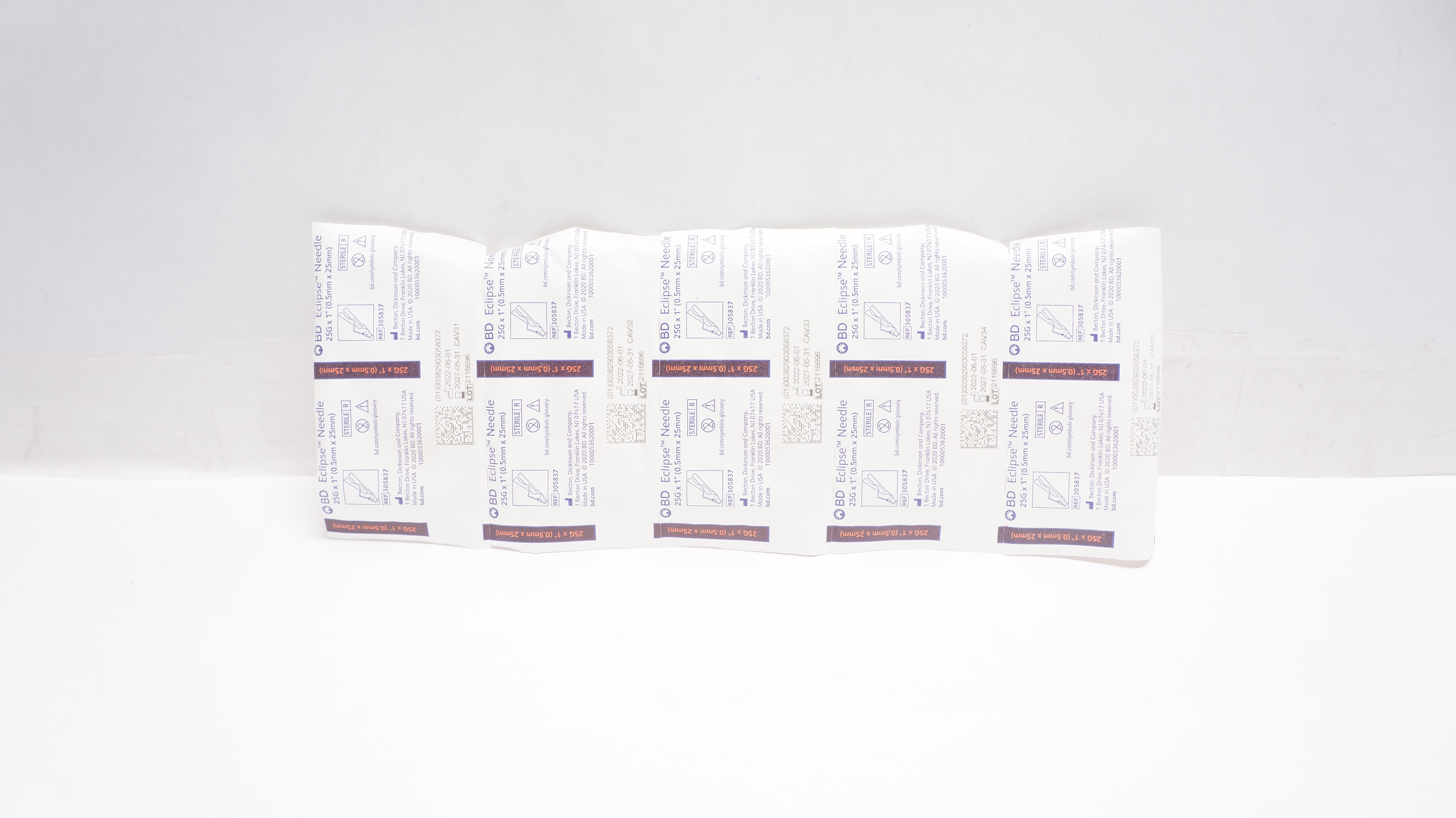 BD 305837 Eclipse  Ndle. 25G x 1inch - Lot of 5