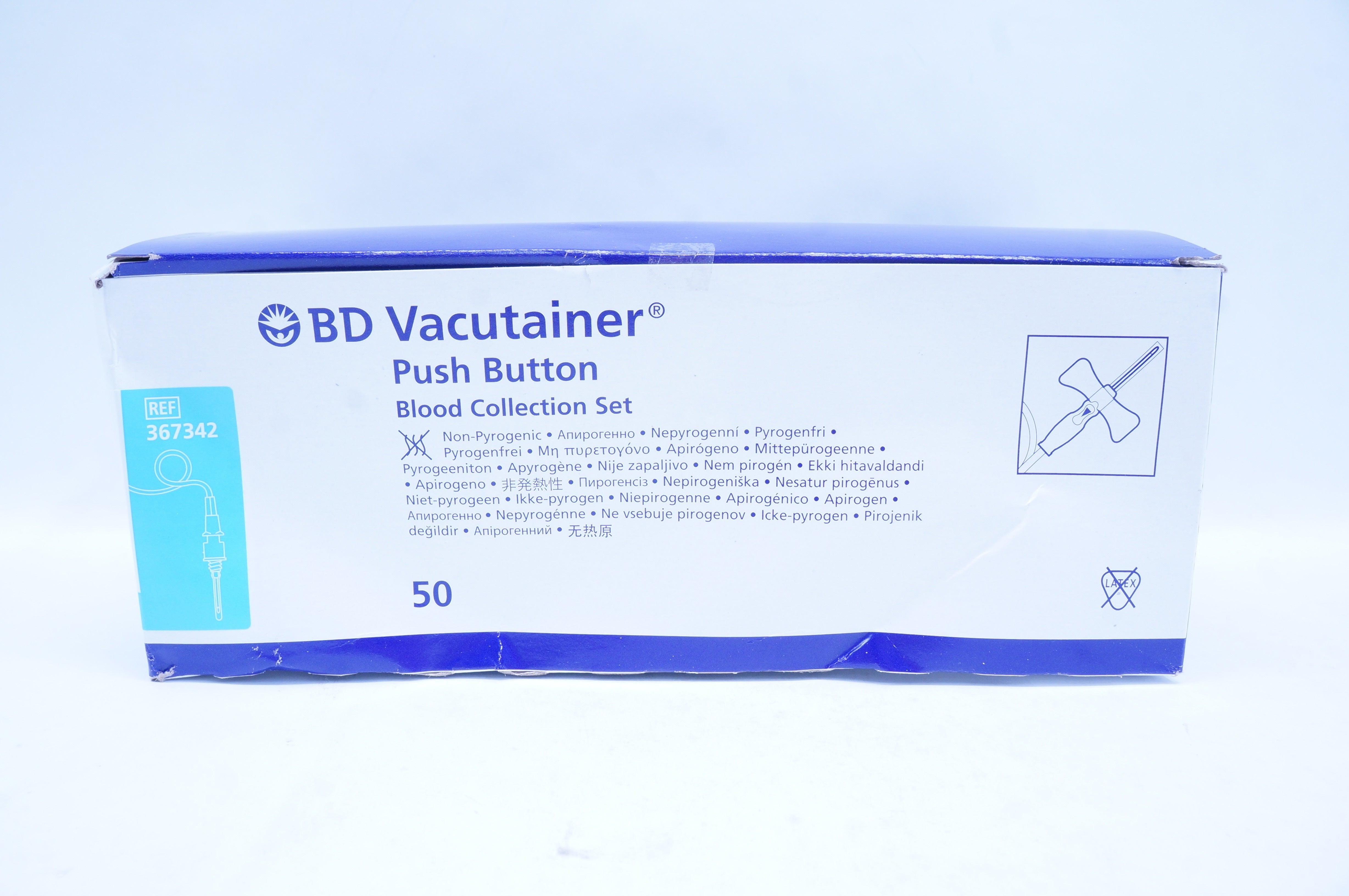 BD 367342 Push Button Blood Collection Set 23G x 3/4in. x 12in. - Box of 44