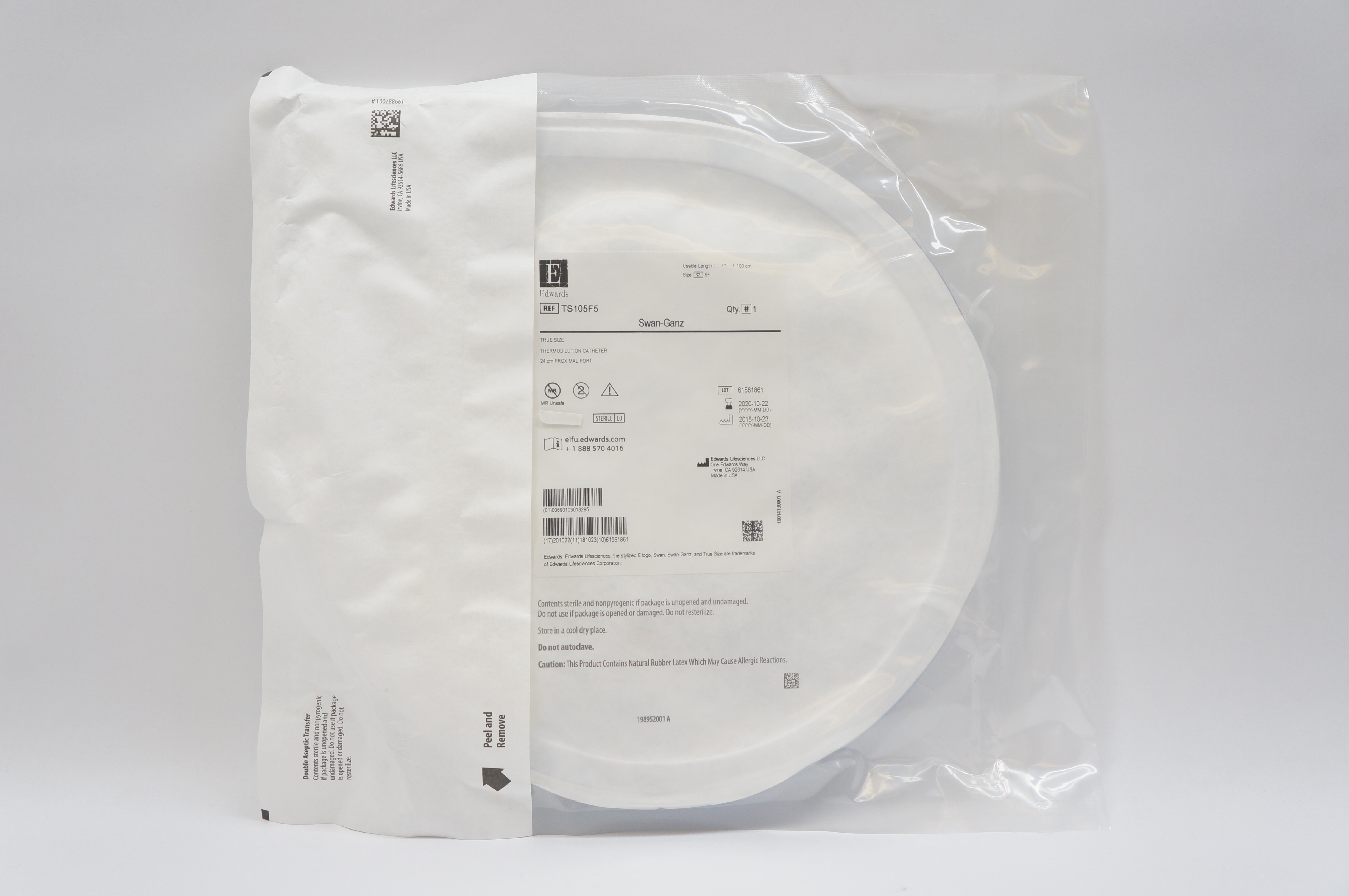 Edwards TS105F5 Swan-Ganz Thermodilution Cath. 24cm Proximal Port 5F x 100cm