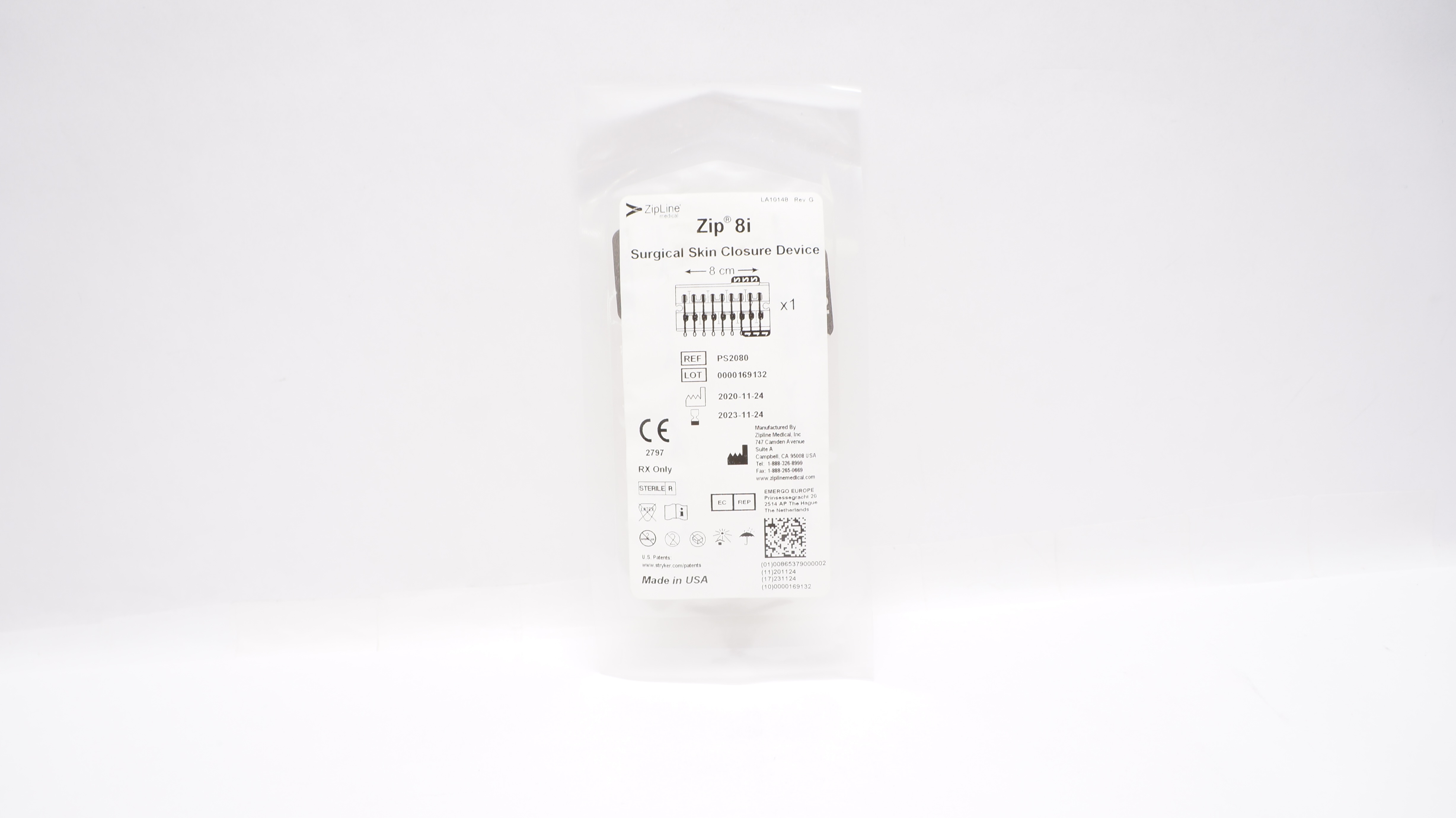 ZipLine PS2080 Zip 8i Surgical Skin Closure Device 8cm