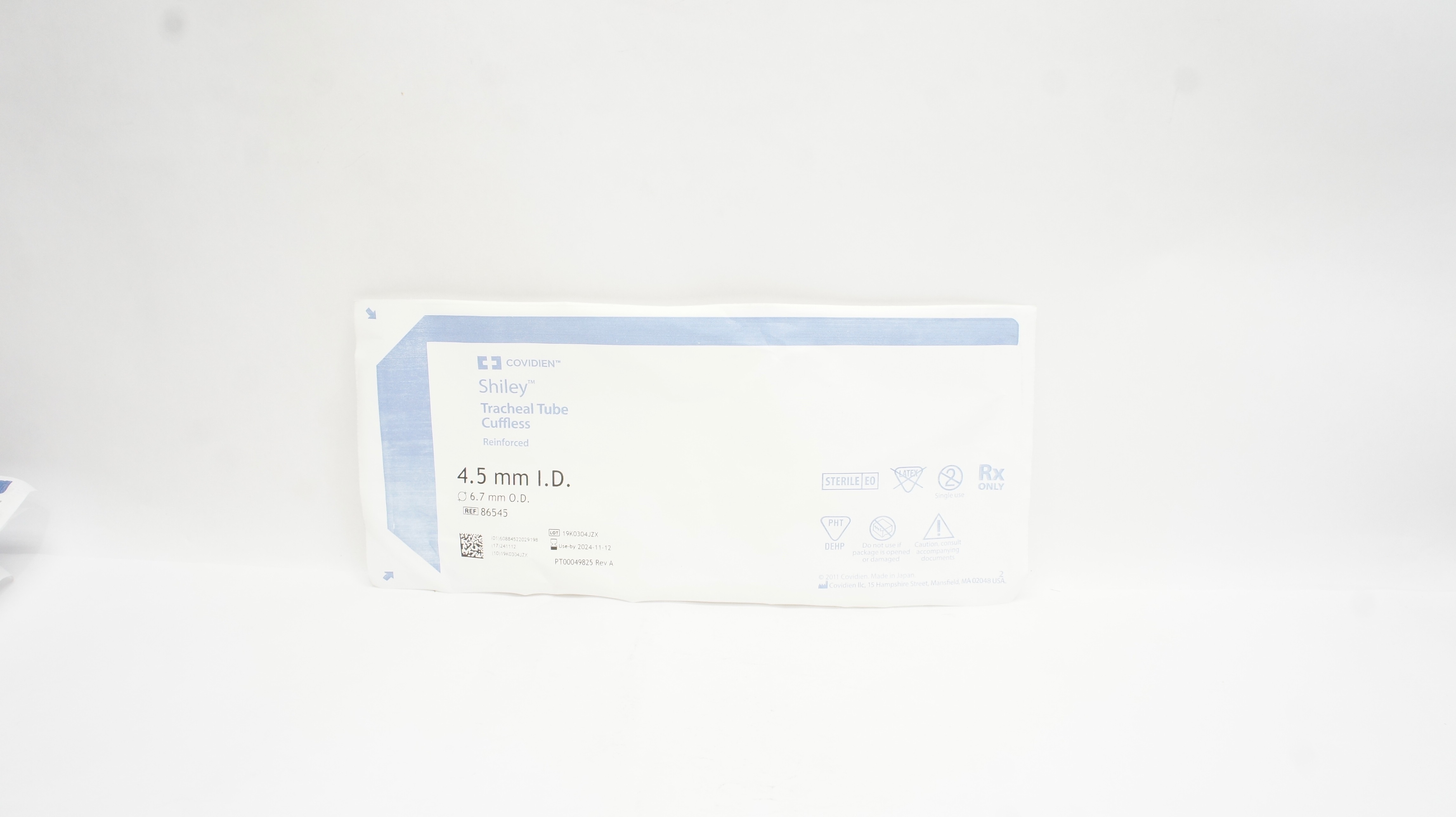 Covidien 86545 Shiley Tracheal Tube Cuffless 4.5mm I.D. x 6.7mm O.D.