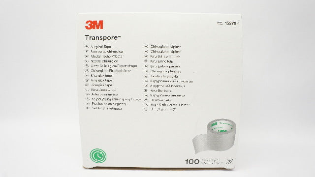3M 1527S-1 Transpore Surgical Tape 1inch x 1.5yd - Box of 88