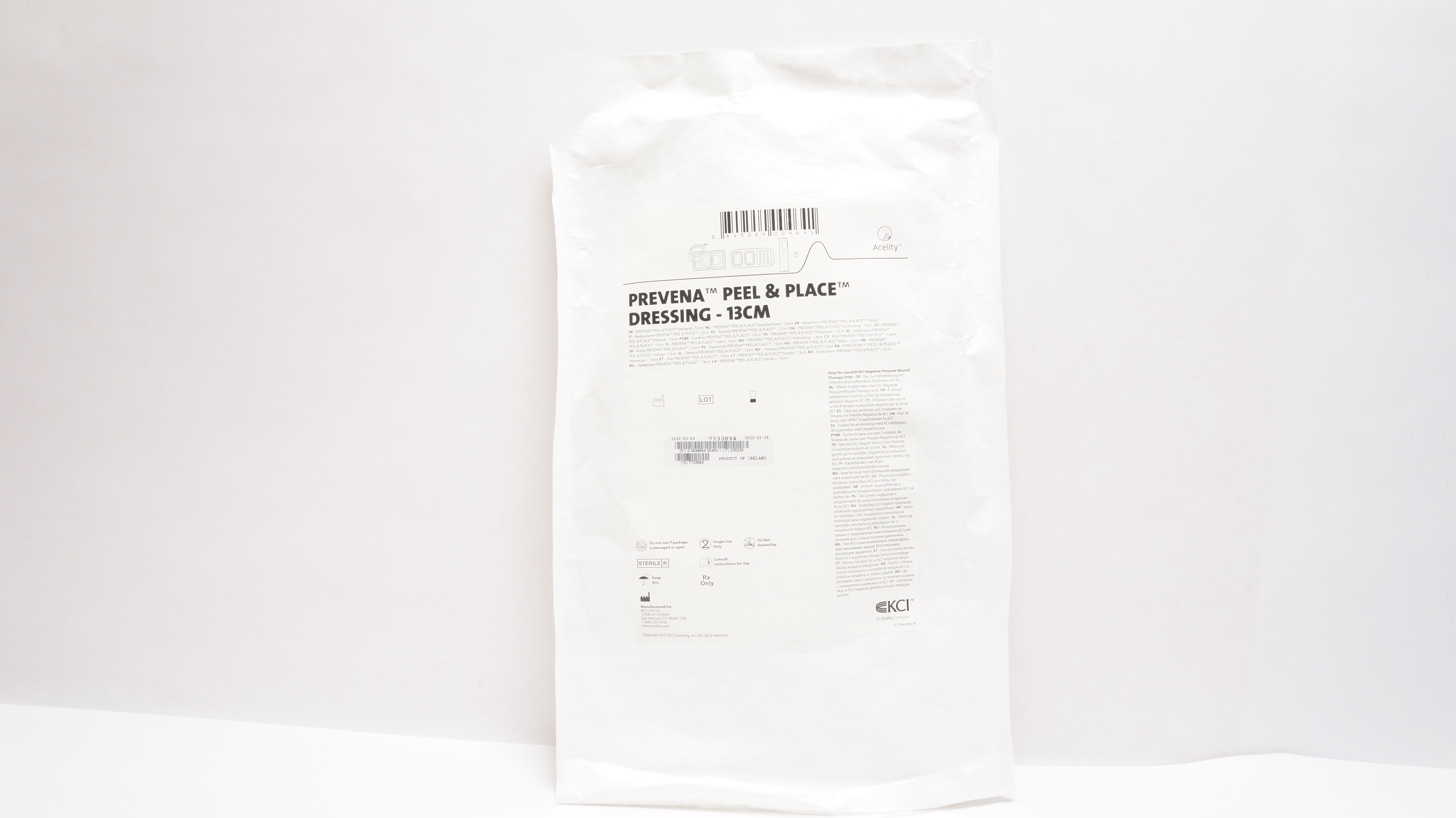 KCI Acelity Prevena Peel & Place Dressing 13cm (x)