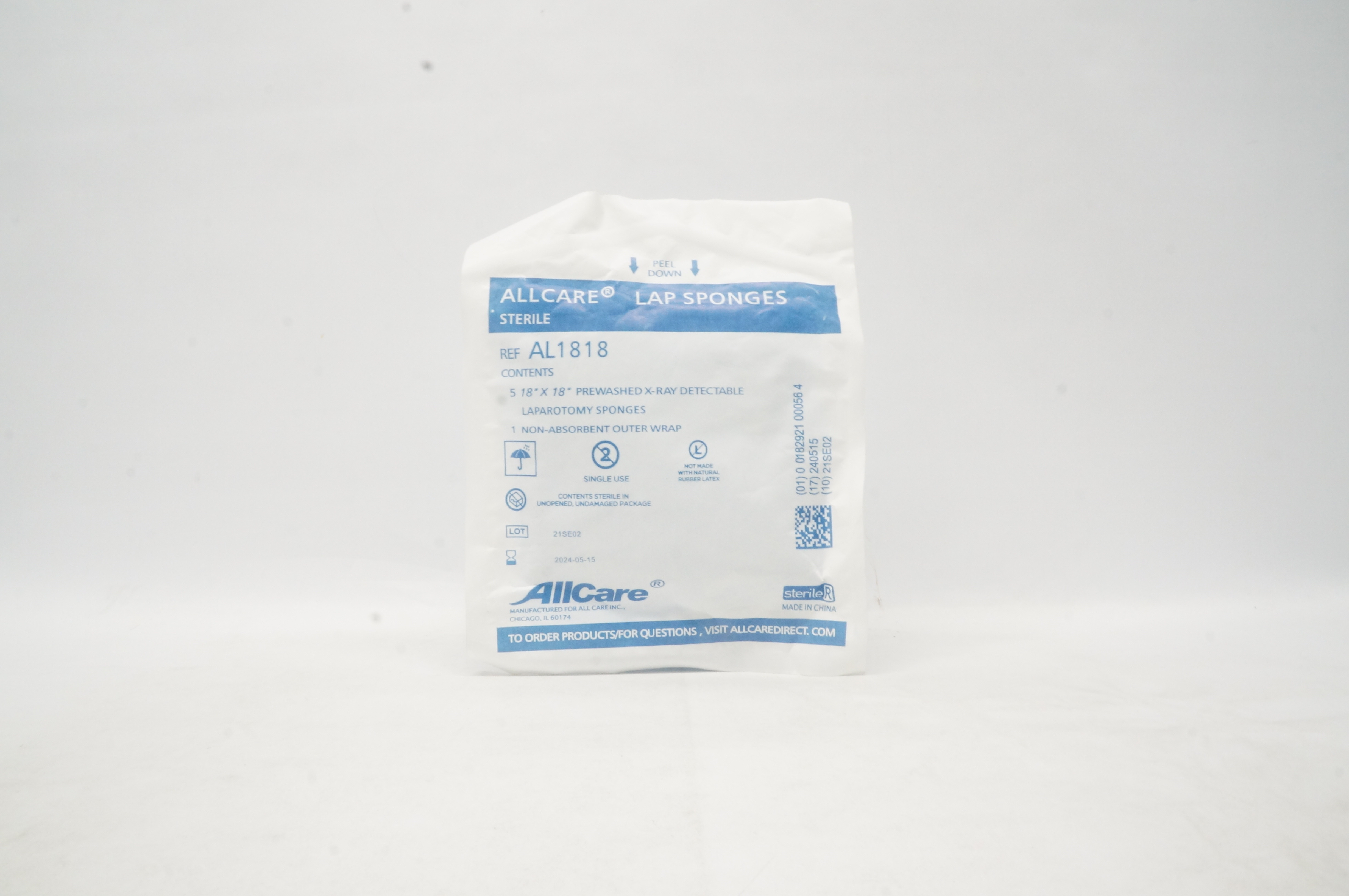 AllCare AL1818 Lap Sponges  18 inch  x 18 inch- Pack of 5