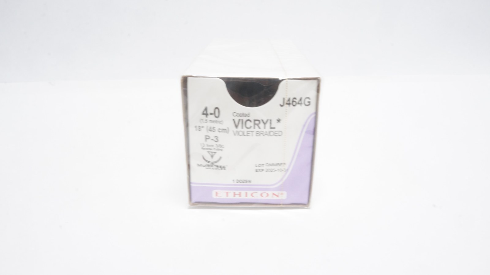 ETHICON J464G VICRYL 4-0 Violet Braided Sutures 18" P-3