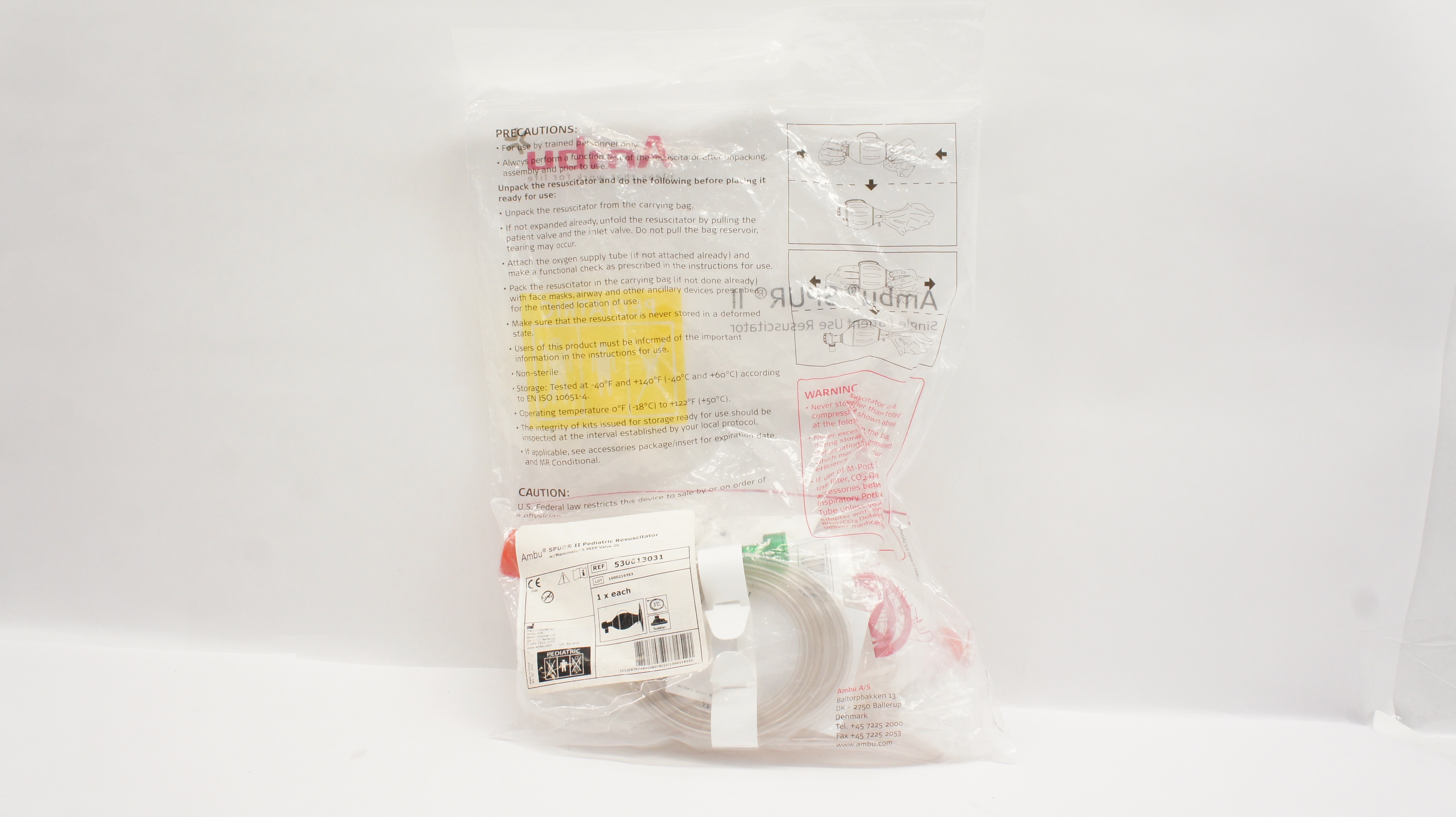 AMBU 530613031 SPUR II Pediatric Resuscitator w/Manometer & PEEP Valve 20