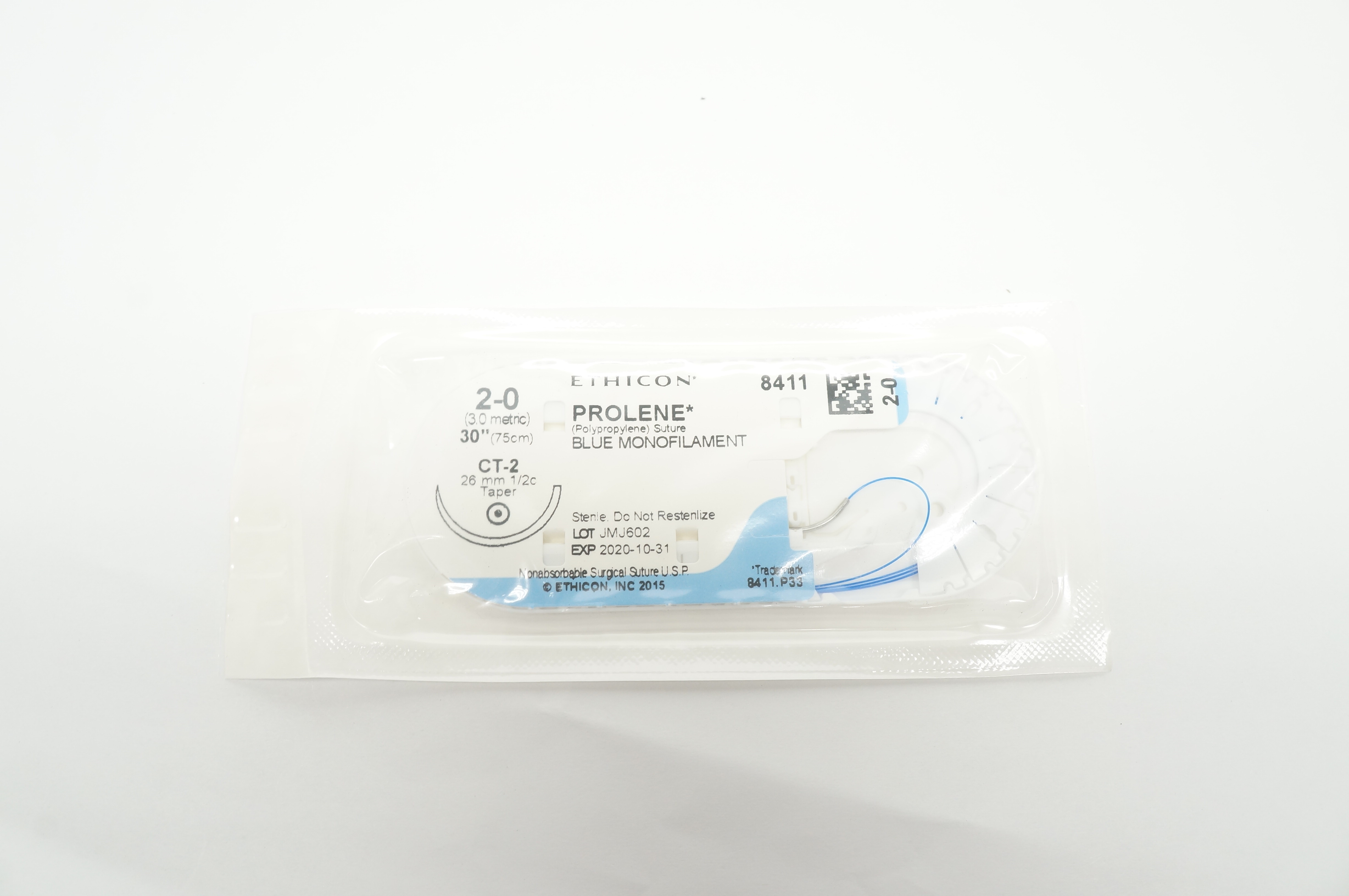 Ethicon 8411 2-0 PROLENE CT-2 26mm 1/2c Taperpoint 30inch
