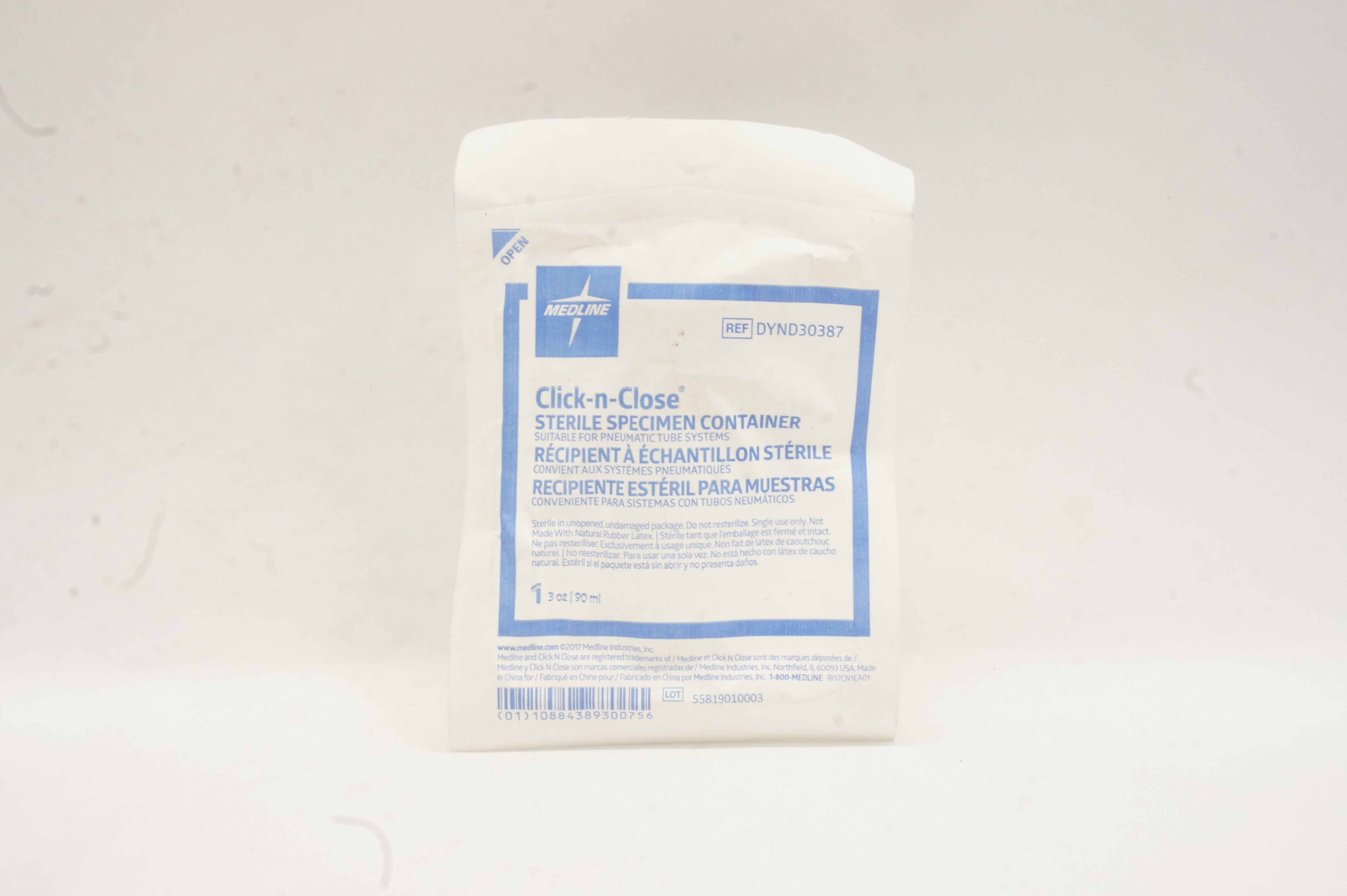 Medline DYND30387 Click-n-Close Sterile Specimen Container 3oz