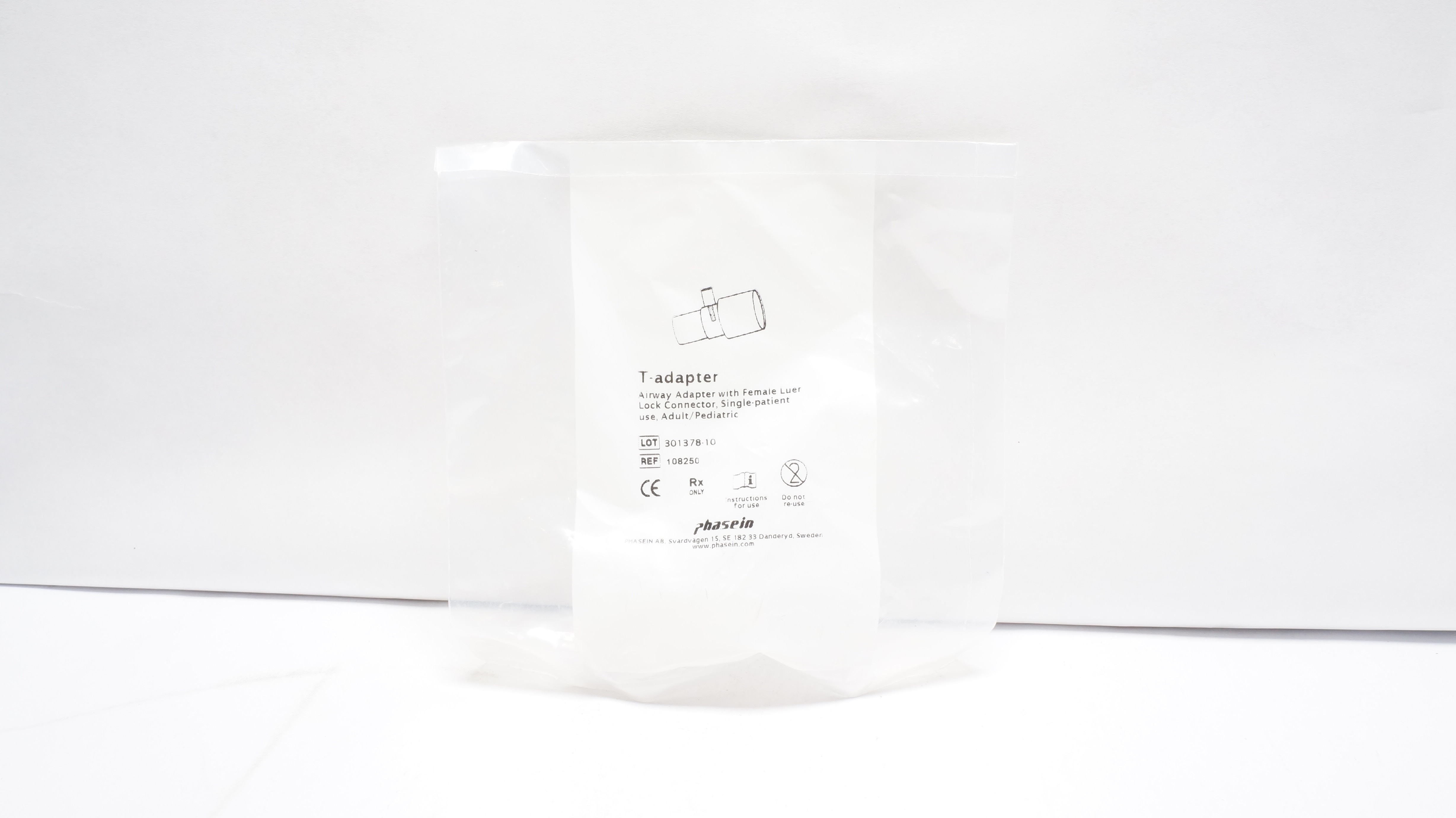 Phasein 108250 T-Adapter Airway Adapter with Female Luer