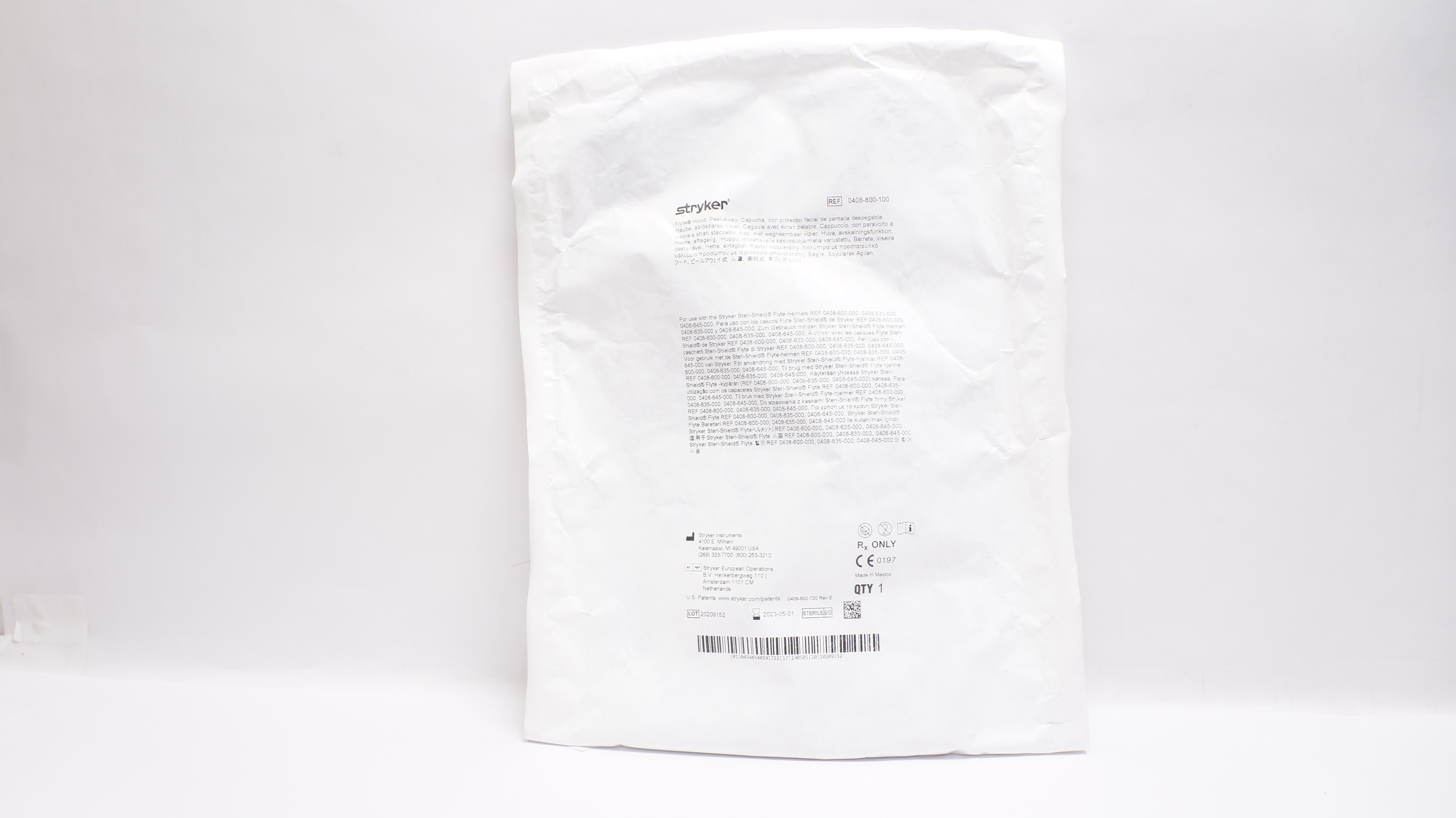 Stryker 0408-800-100 Flyte Hood, Peel-Away (x)